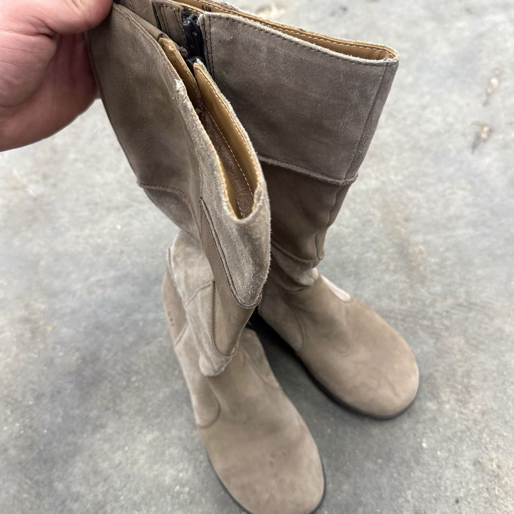Born BORN Boots Patchwork Block Heel Beige Brown Suede Boho Festival Sz 9.5 M Women's Shoe Size US 10 / IT 40 - 3 Thumbnail