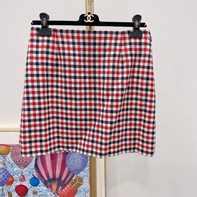 Dior Dior Red plaid wool skirt Size 26" / US 2 / IT 38 - 1 Thumbnail