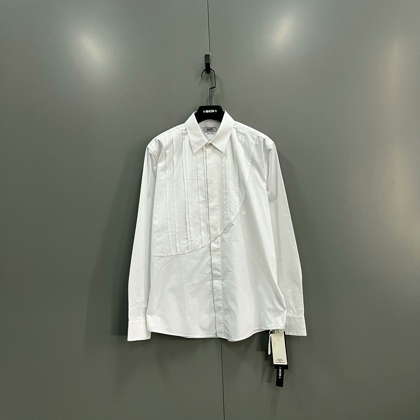 Hermes HERMES White Paneled Pleated Shirt Size US XXS / EU 40 - 1 Thumbnail