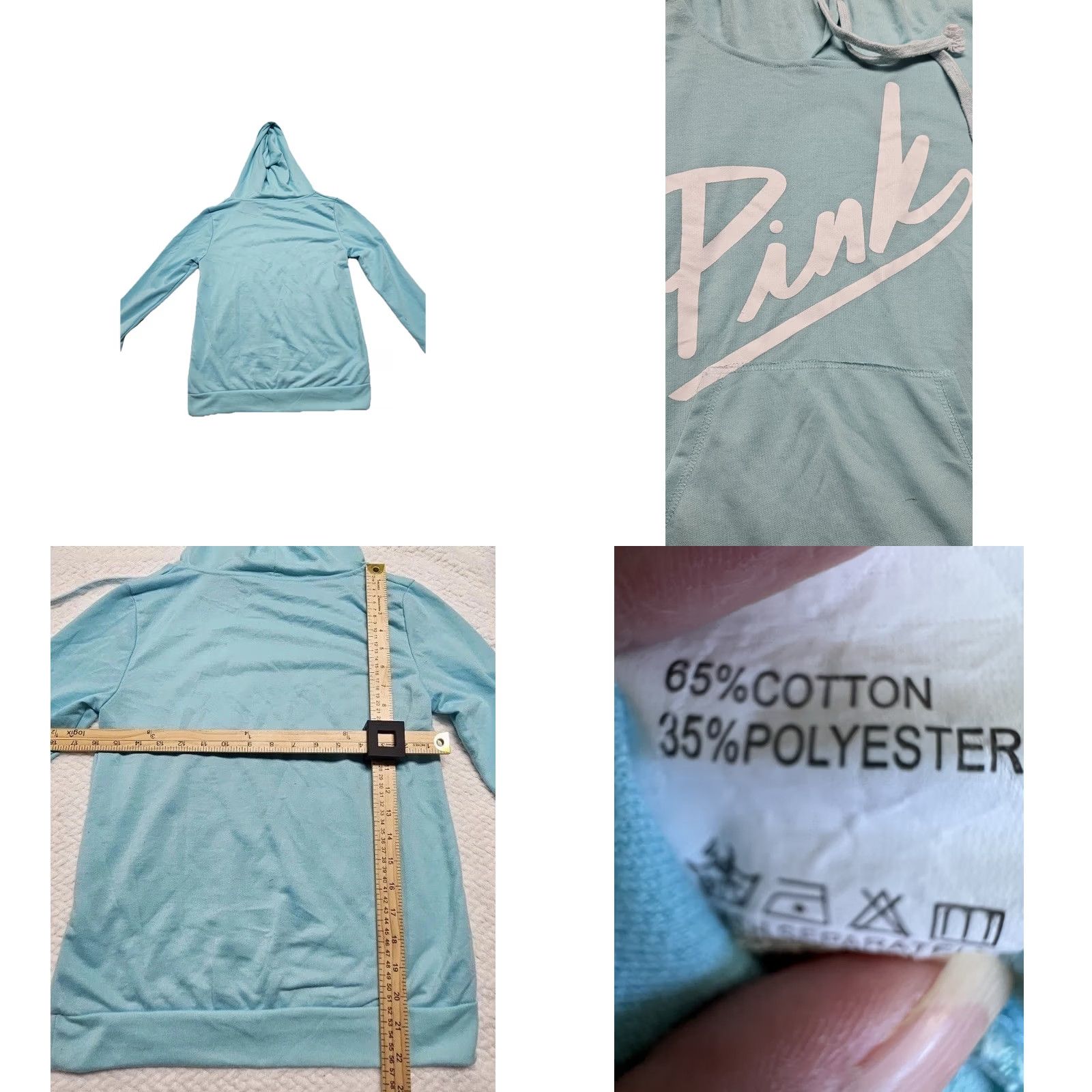 Victoria's Secret PINK Victoria’s Secret Hoodie Womens Pullover Lightweight Logo Aqua Blue, Size S, Cotton-Polyester Blend, Lounge Activewear Size S / US 4 / IT 40 - 8 Thumbnail