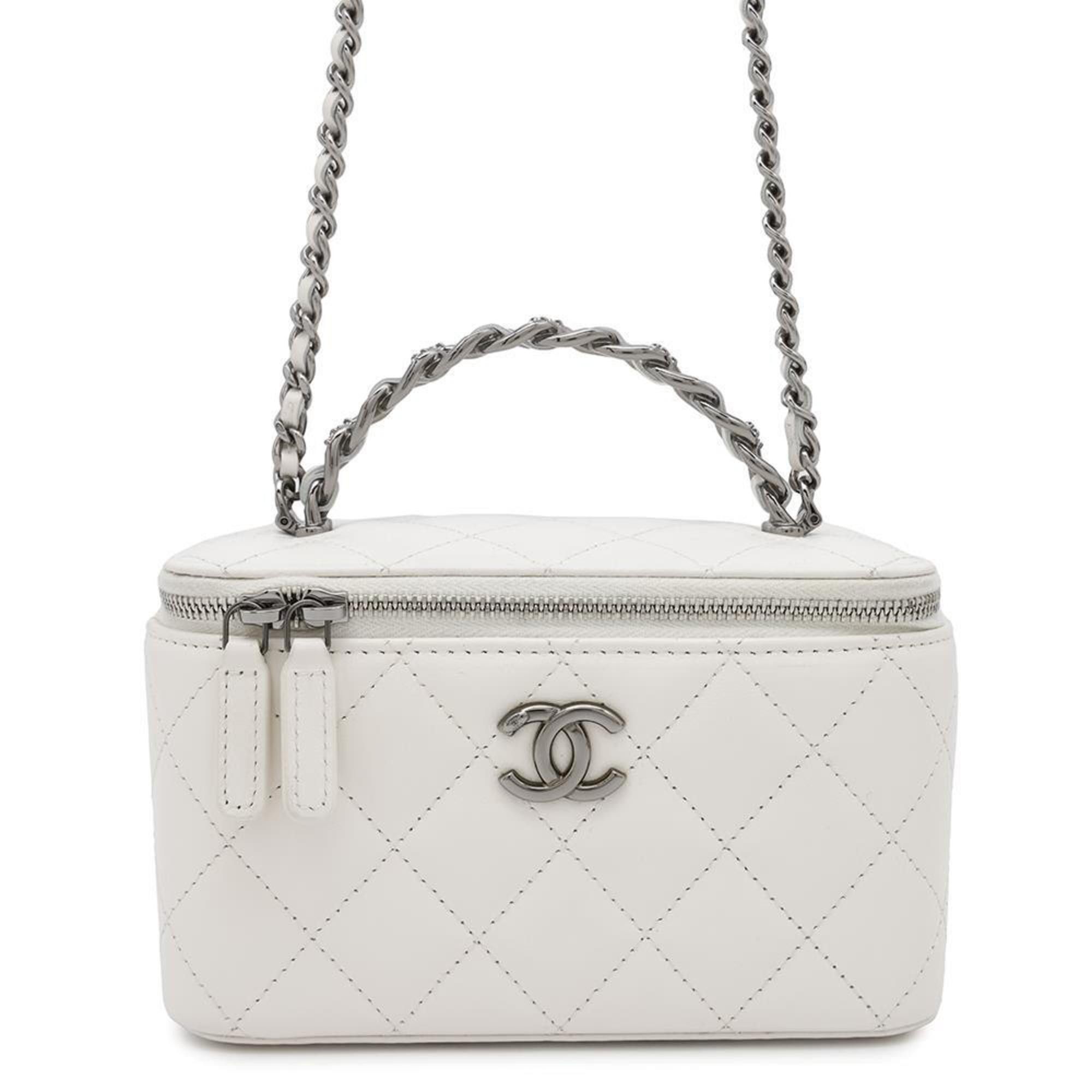 Chanel Chain Shoulder Bag Matelasse Coco Mark Vanity Lambskin Ap3593 Chanel White, Women's