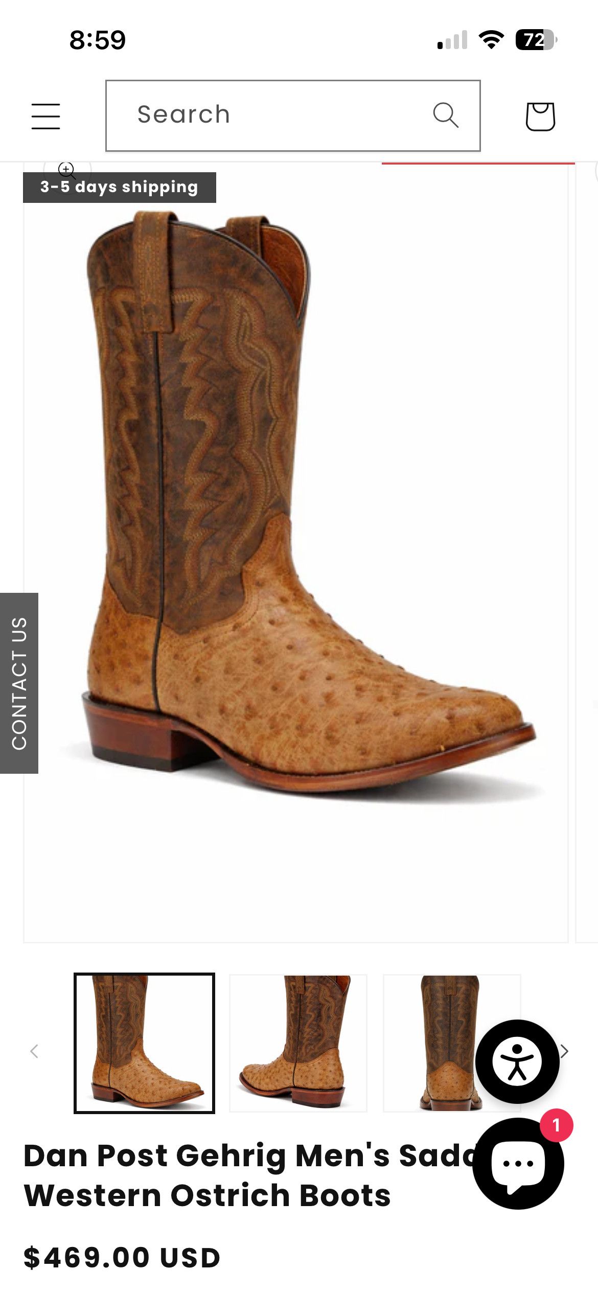 Dan Post Dan Post Gehrig Men's Saddle Western Ostrich Boots Size US 11 / EU 44 - 2 Thumbnail