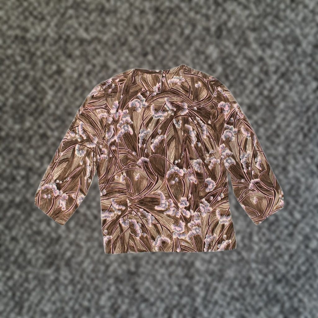 Vintage VINTAGE Womens Long Sleeve Blouse Brown Floral Viscose Medium UK 12 Size M / US 6-8 / IT 42-44 - 1 Thumbnail