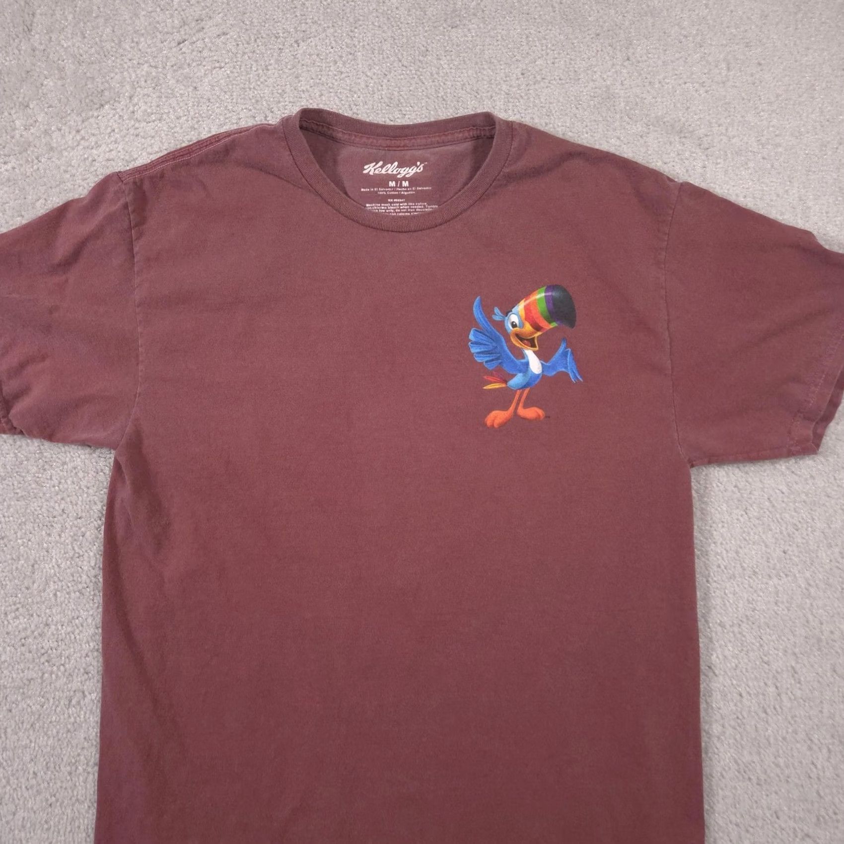 Vintage Kellogg's Froot Loops Shirt Mens Medium Burgundy Toucan Sam Graphic Cereal Shirt Mens Short Sleeve Crew Neck Cotton Graphic Print Vintage No Size US M / EU 48-50 / 2 - 3 Thumbnail