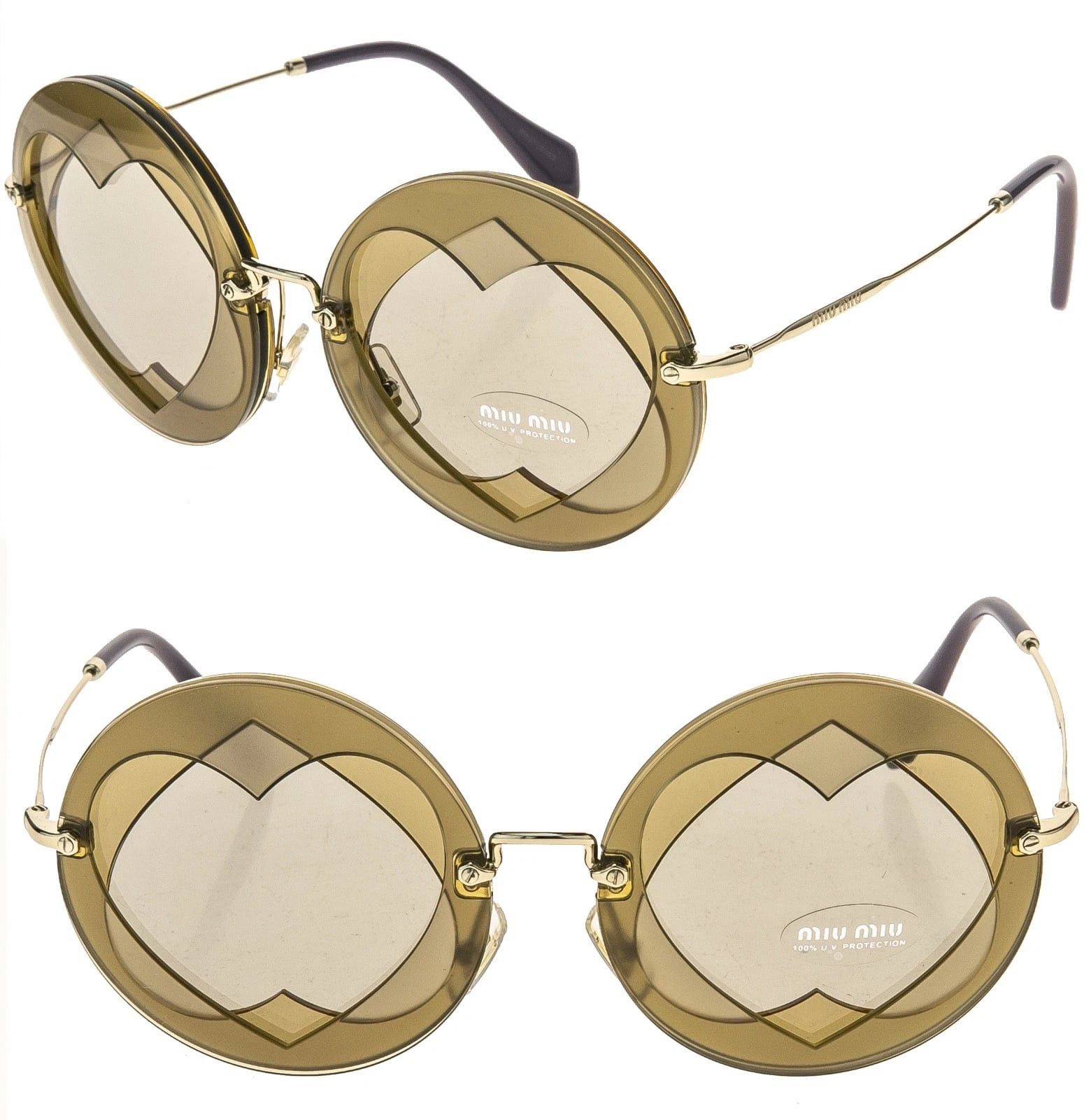 Miu Miu MIU MIU 01S MU01SS Overlapping Game Hazelnut Beige Mirror Size ONE SIZE - 1 Thumbnail