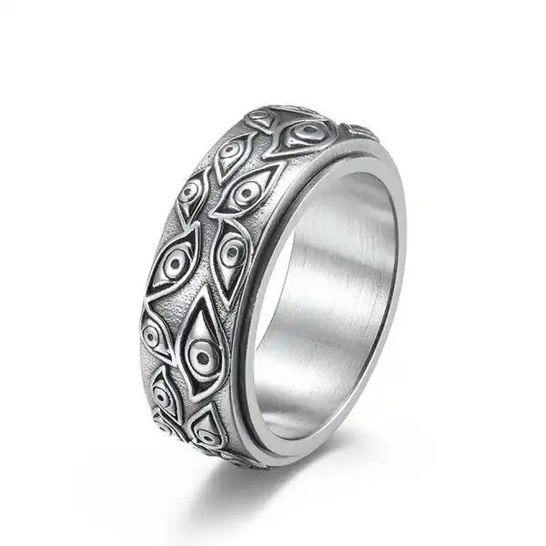Jewelry Silver Color The Eyes Engraved Ring (Size 7-13) Size ONE SIZE - 6 Thumbnail