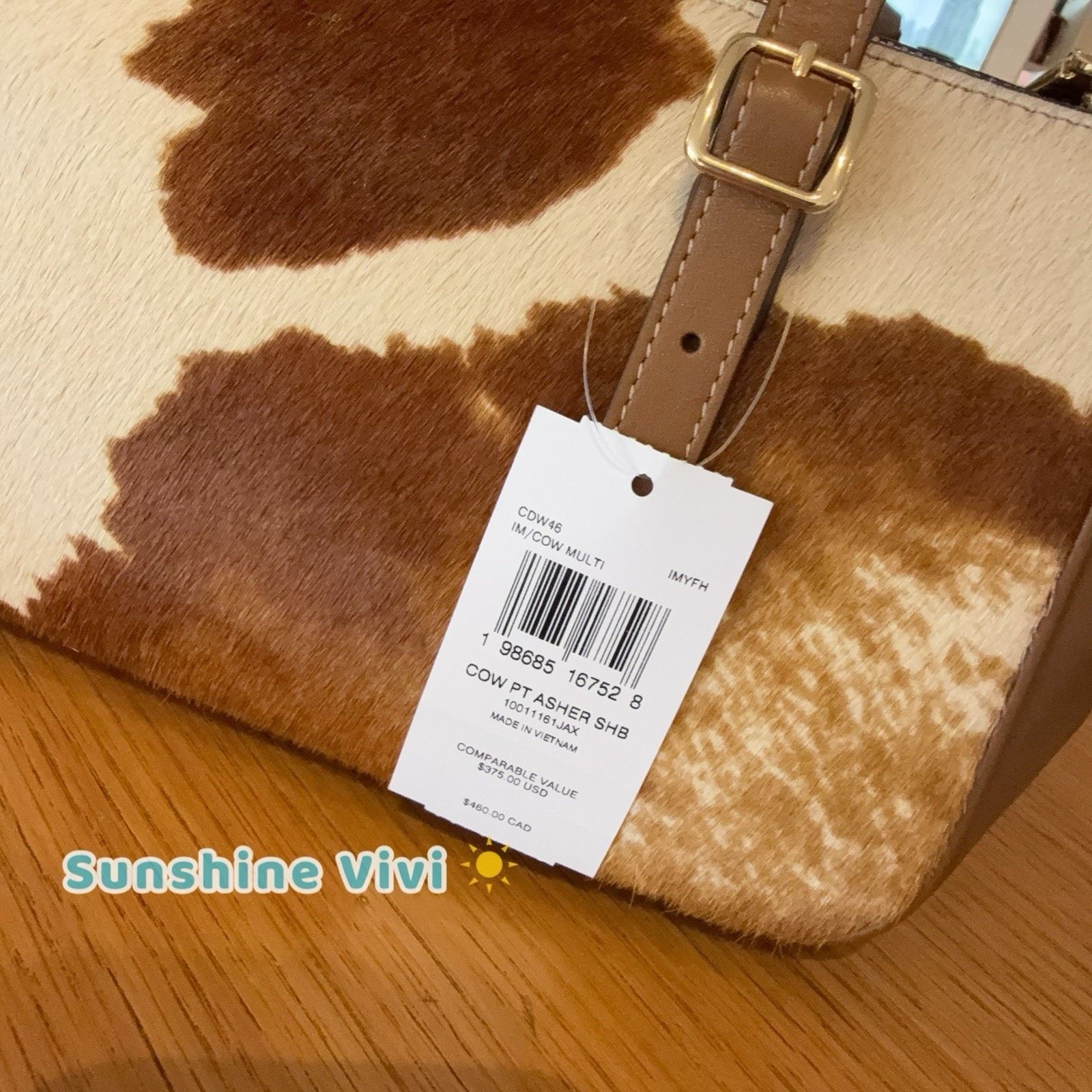 Coach NWT Coach Asher Shoulder Bag Haircalf Cow CDW46 Gold/Cow Size ONE SIZE - 5 Thumbnail