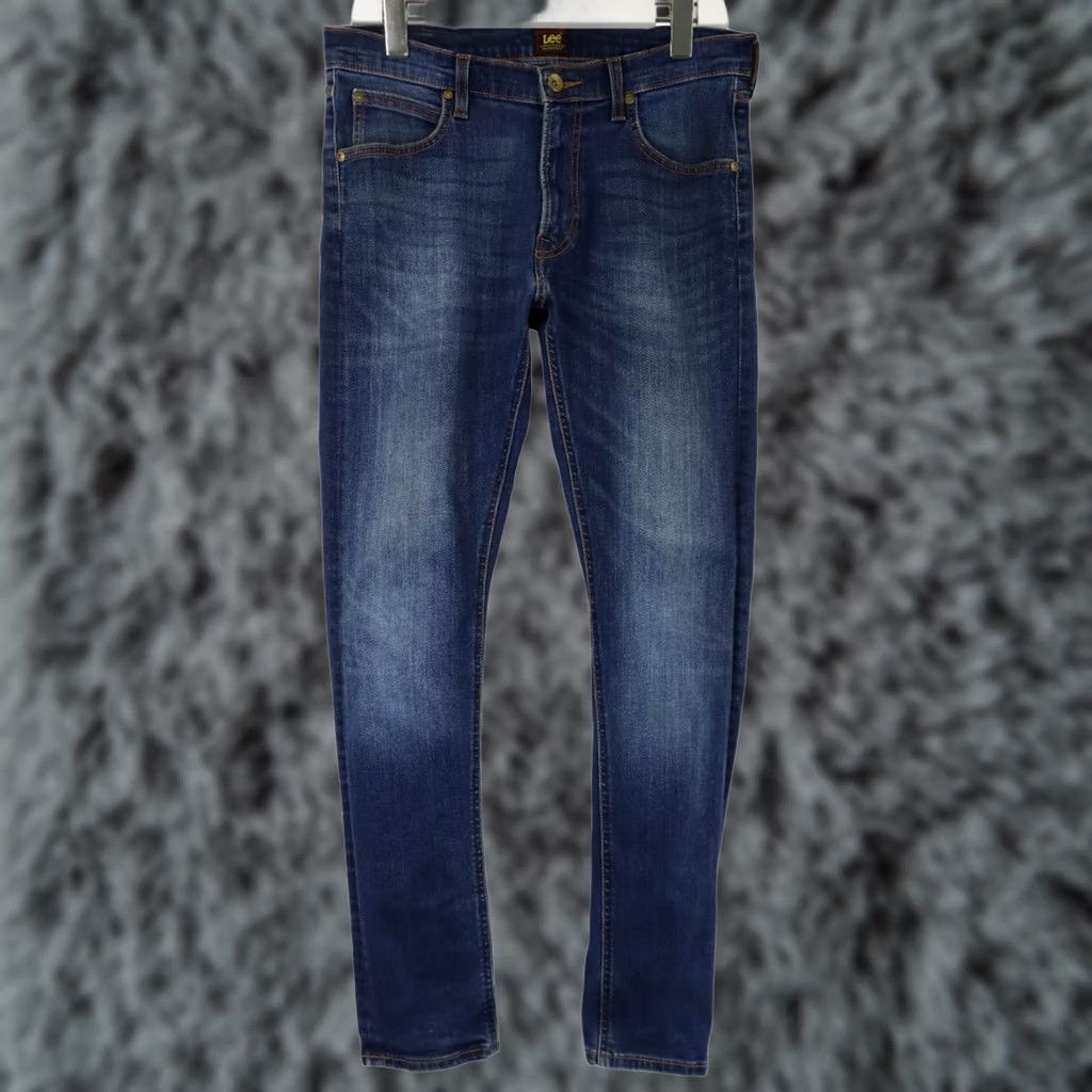 Lee LEE Luke Jeans Slim Blue Zip Fly Stretch Mens W31/L32 Whiskers Fade Effect Slim Fit Size US 31 - 1 Thumbnail