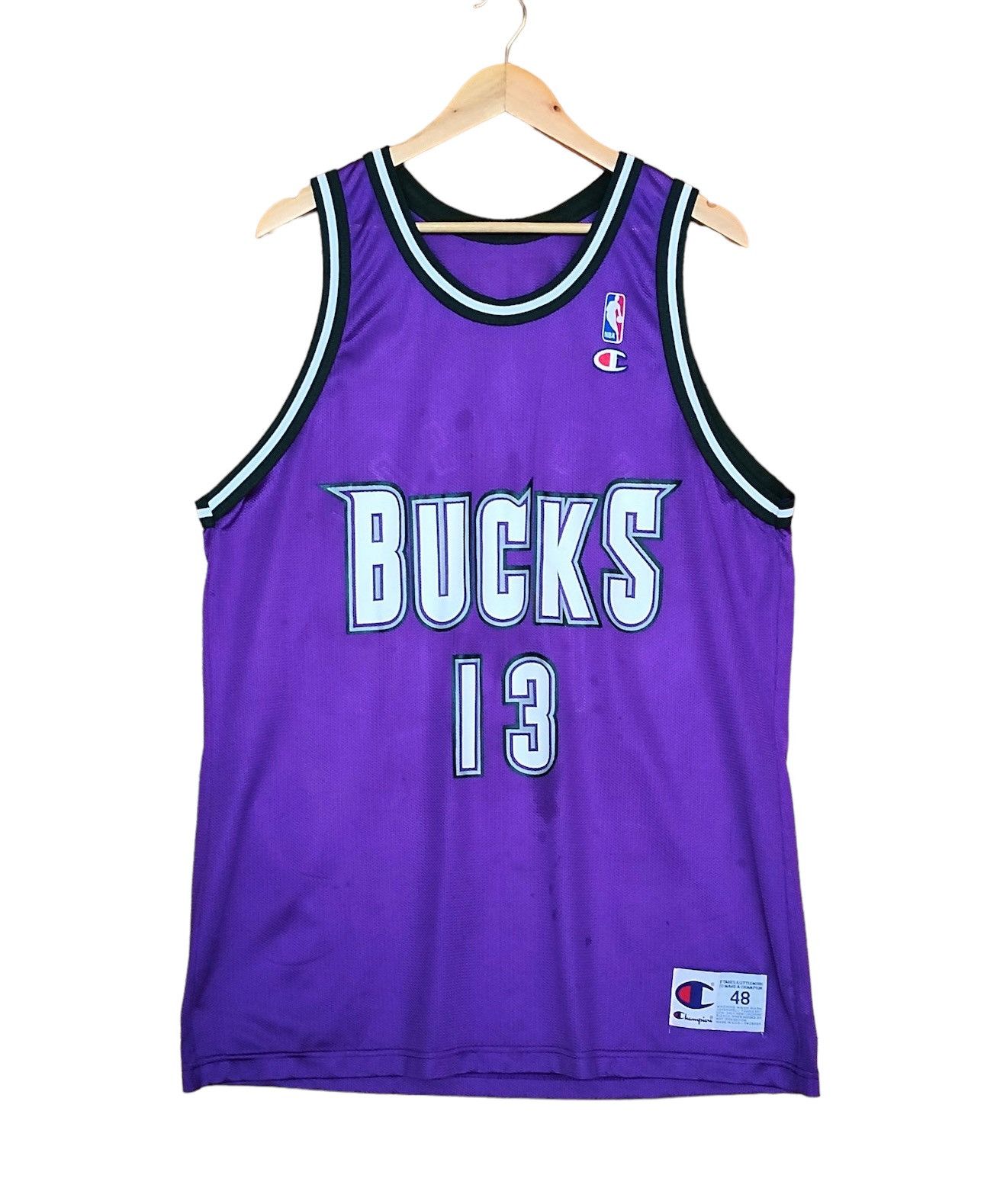 image of 90's Champion Nba Milwaukee Bucks Glenn Robinson 13 Jersey in Purple, Men's (Size Large)