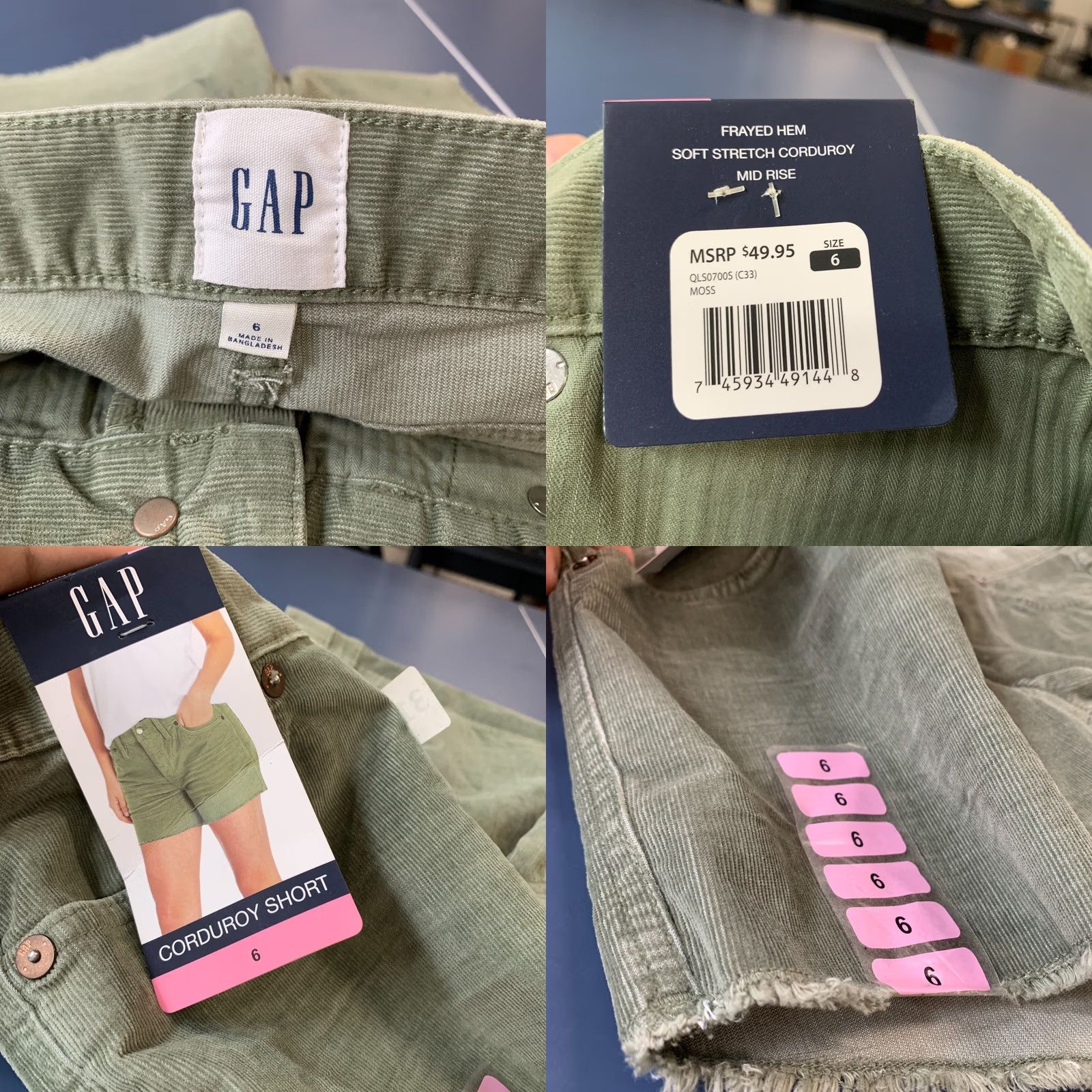 Gap Gap Cut Off Shorts Women 6 Olive Green NWT 32x4 Casual Outdoor Raw Hem Size 28" / US 6 / IT 42 - 8 Thumbnail