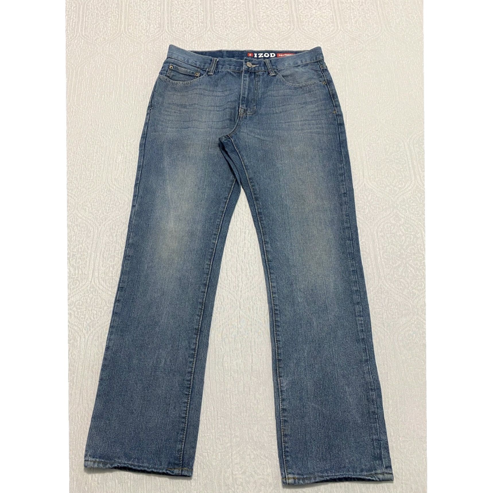 Izod IZOD Slim Straight Fit Jeans Mens 32 x 30 Blue Denim Cotton Blend Stretch 5-Pocket Design Size US 32 / EU 48 - 2 Thumbnail