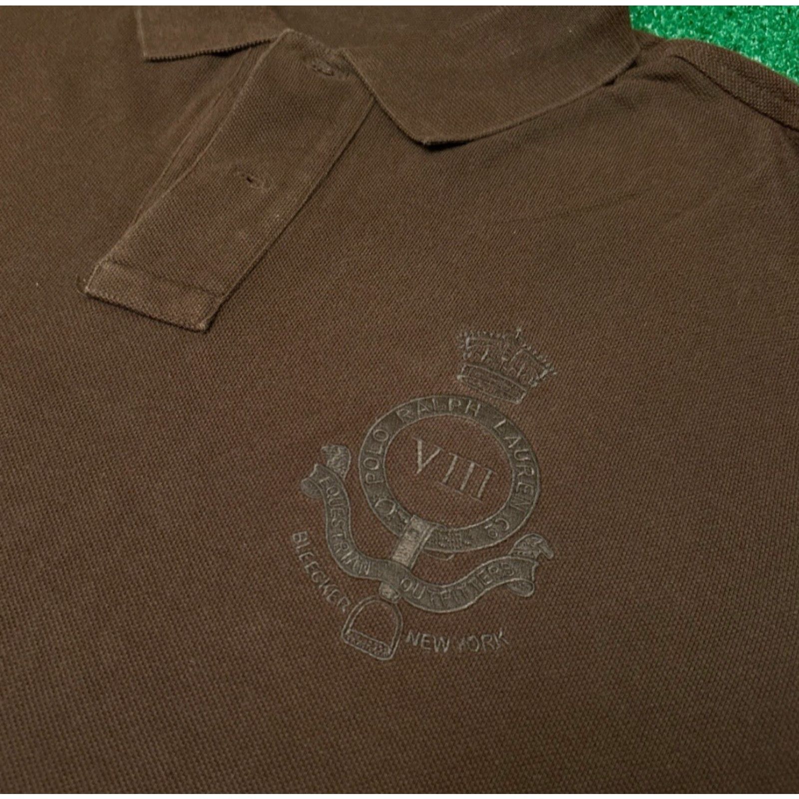 Polo Ralph Lauren VINTAGE Polo Ralph Lauren Bleecker Equestrian Crest Collared Polo Shirt XL Brown Mens Size US XL / EU 56 / 4 - 2 Thumbnail