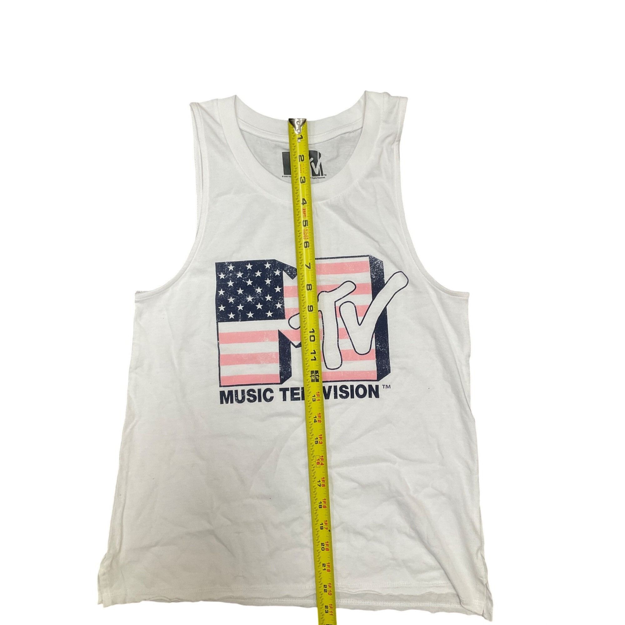Mtv MTV Retro Sleeveless Tank Top XS White Cotton Americana Flag Size XS / US 0-2 / IT 36-38 - 5 Thumbnail