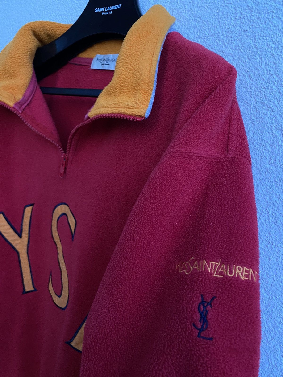 Yves Saint Laurent Fleece YSL Sweatshirt Quarter Zip Big Logo Vintage Sweater Size US XL / EU 56 / 4 - 23 Thumbnail