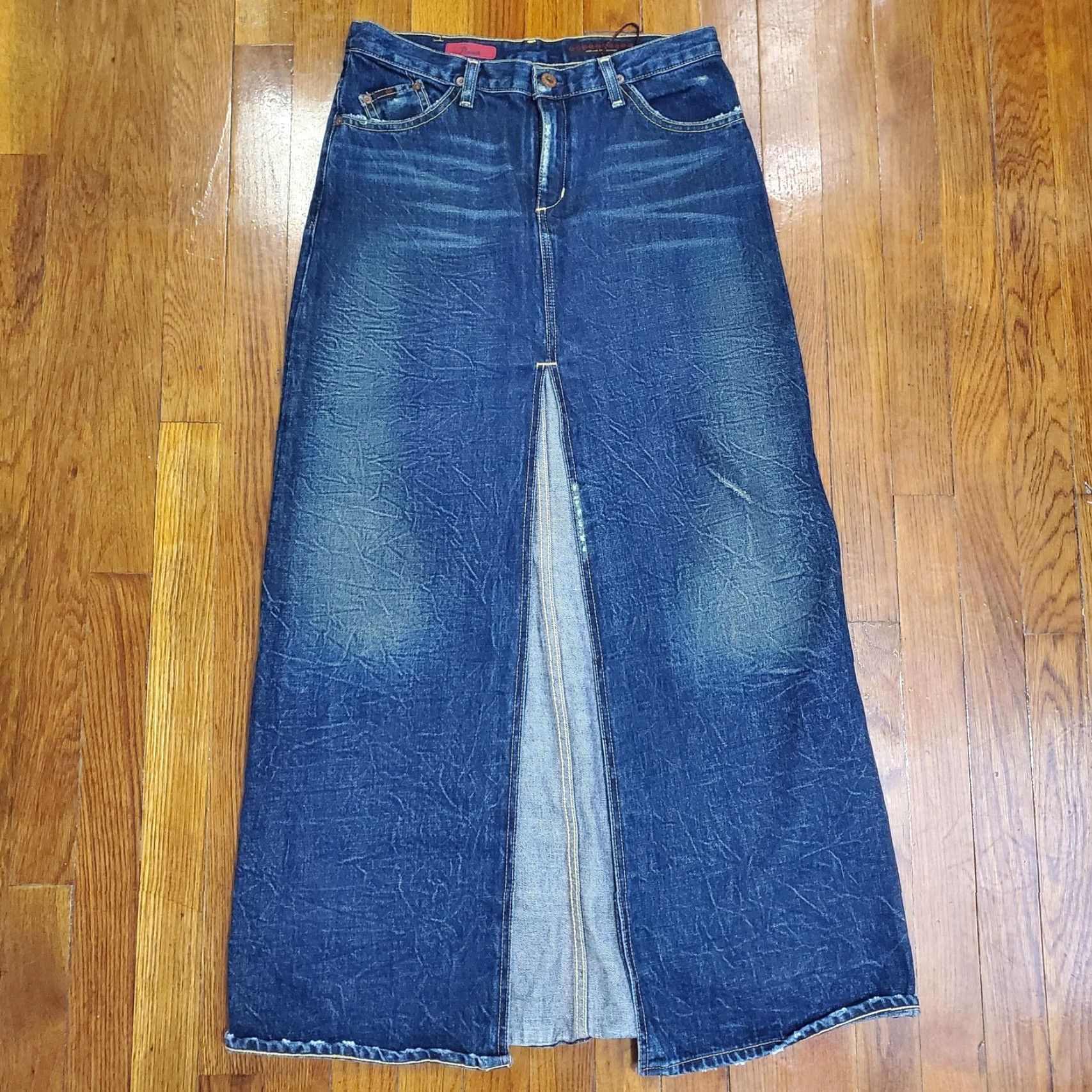 Denime VINTAGE AG Adriano Goldschmied Skirt Womens 26 Blue Denim Maxi Pioneer Made USA Pocket Size 26" / US 2 / IT 38 - 4 Thumbnail