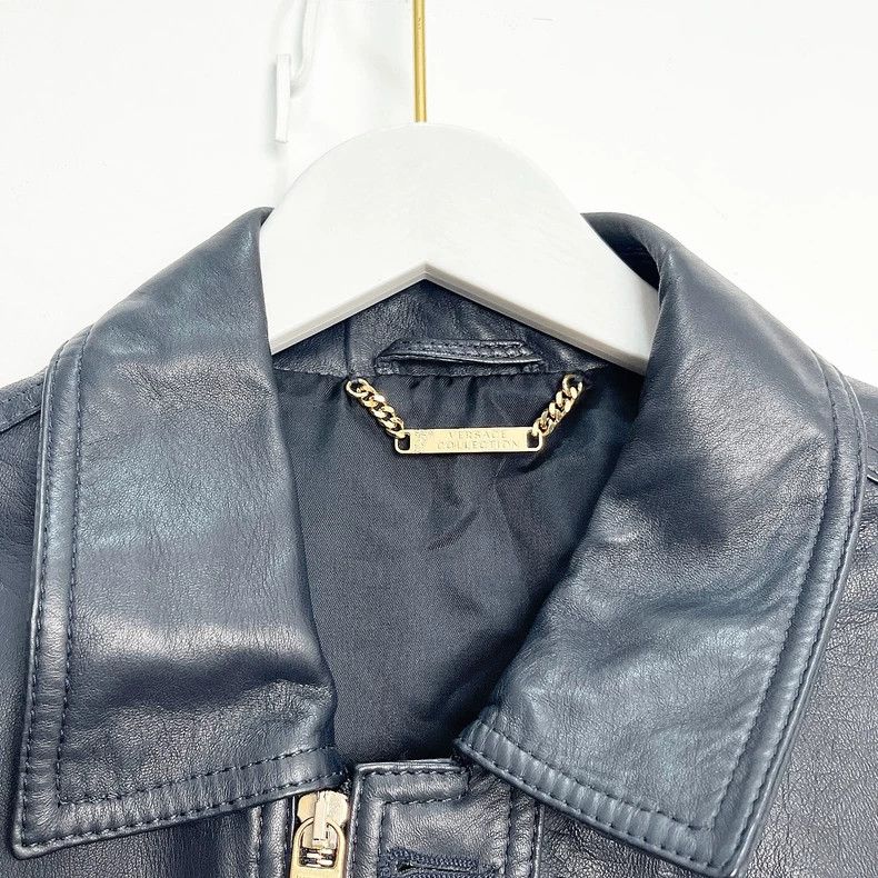 Versace Versace Dark blue full leather motorcycle jacket Size US M / EU 48-50 / 2 - 4 Thumbnail