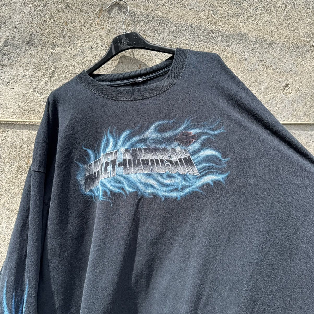 Harley Davidson 2007 Harley Davidson Washed Thrashed Longsleeve Flames Vtg Size US XL / EU 56 / 4 - 8 Thumbnail