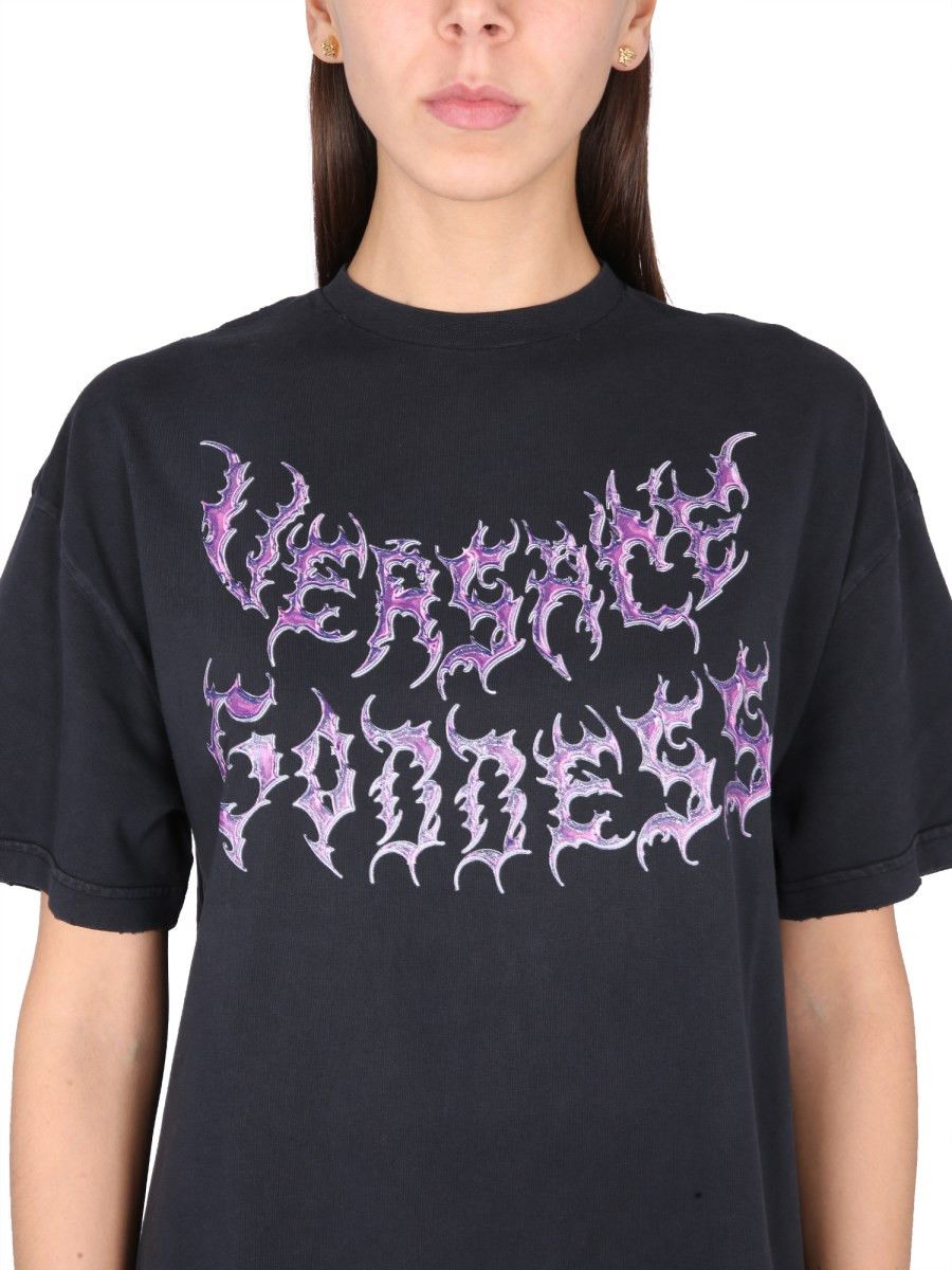 Versace o1y0226 Logo Crewneck T-Shirt in Black Size XS / US 0-2 / IT 36-38 - 4 Thumbnail