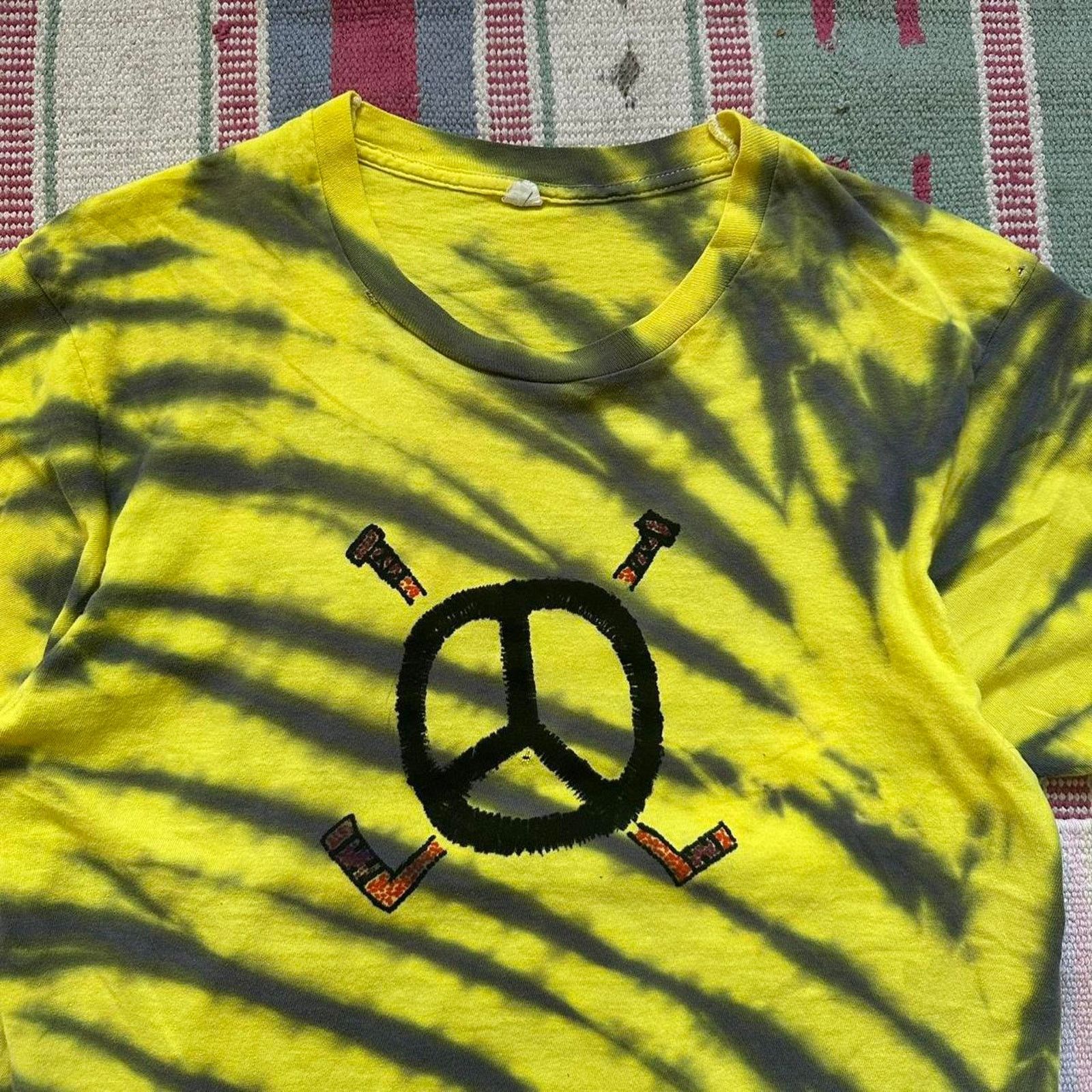 Other × Vintage ICONIC RARE VINTAGE 70S PEACE CUSTOM TIE DYE SHIRT Size US M / EU 48-50 / 2 - 3 Thumbnail