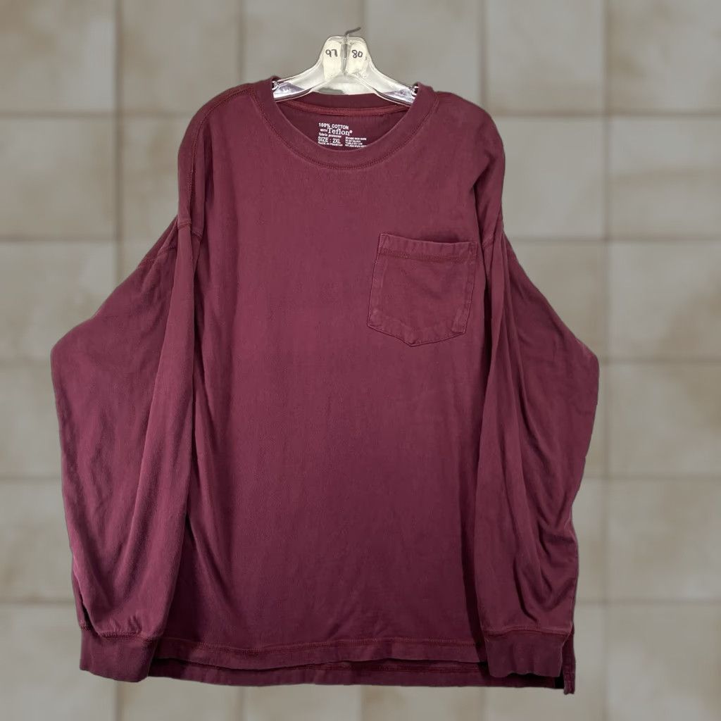 Vintage VINTAGE Gravel Gear Men’s T-Shirt Long Sleeve Merlot 2XL Red Cotton Knit Crew Neck Fisherman Pockets Heavyweight Outdoor Work Wear Mens Size US XXL / EU 58 / 5 - 1 Thumbnail