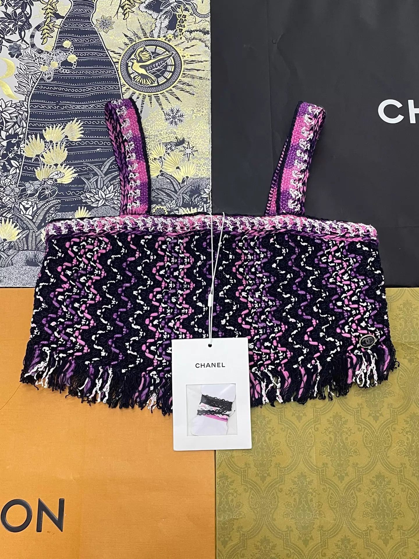 Chanel Chanel Purple & Black Woven Tassel Cami Crop Top Size XS / US 0-2 / IT 36-38 - 2 Thumbnail