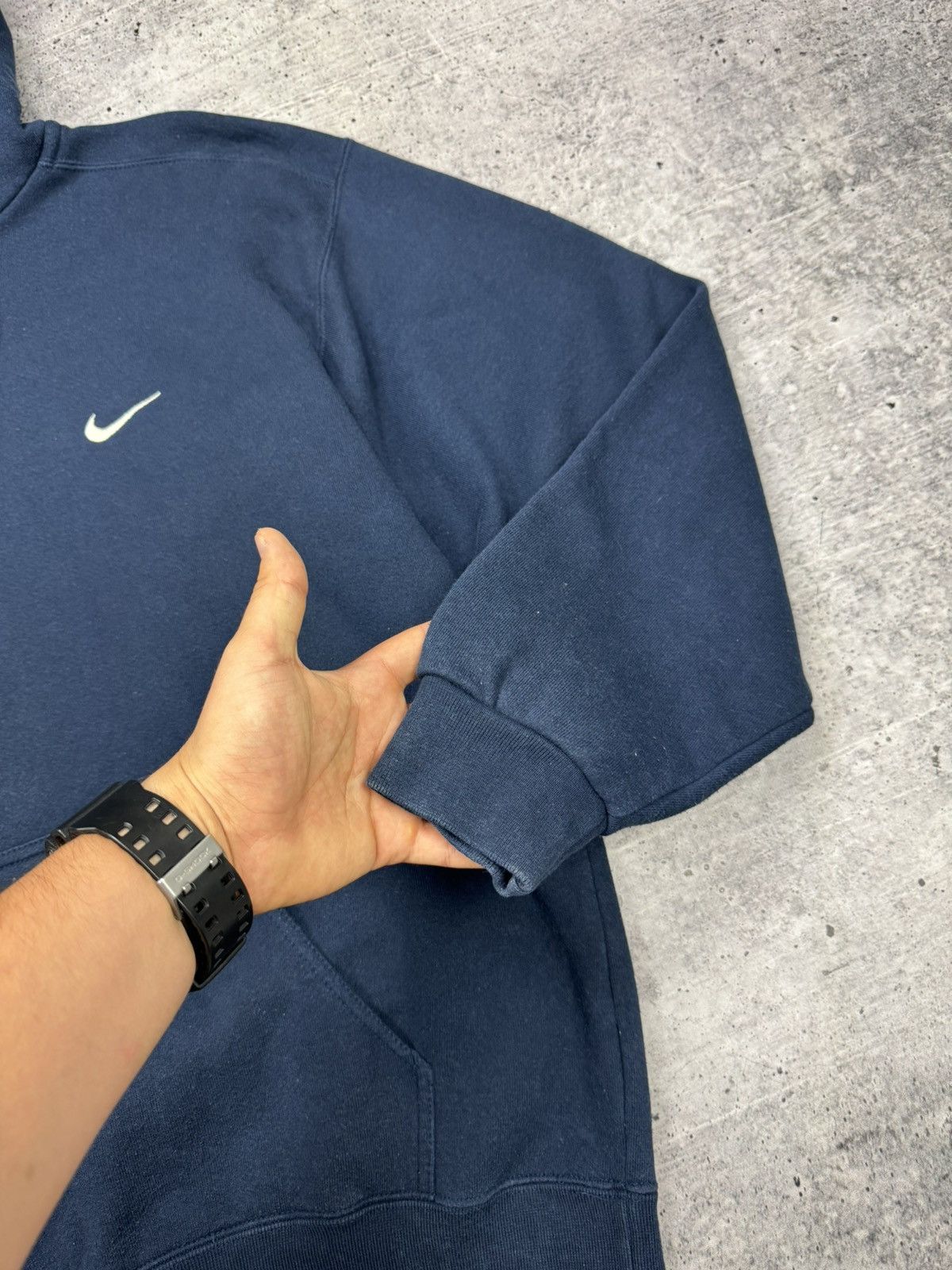 Nike × Vintage Vintage Nike 90’s Y2K Style Swoosh Logo Drill Knit Hoodie Size US L / EU 52-54 / 3 - 5 Thumbnail