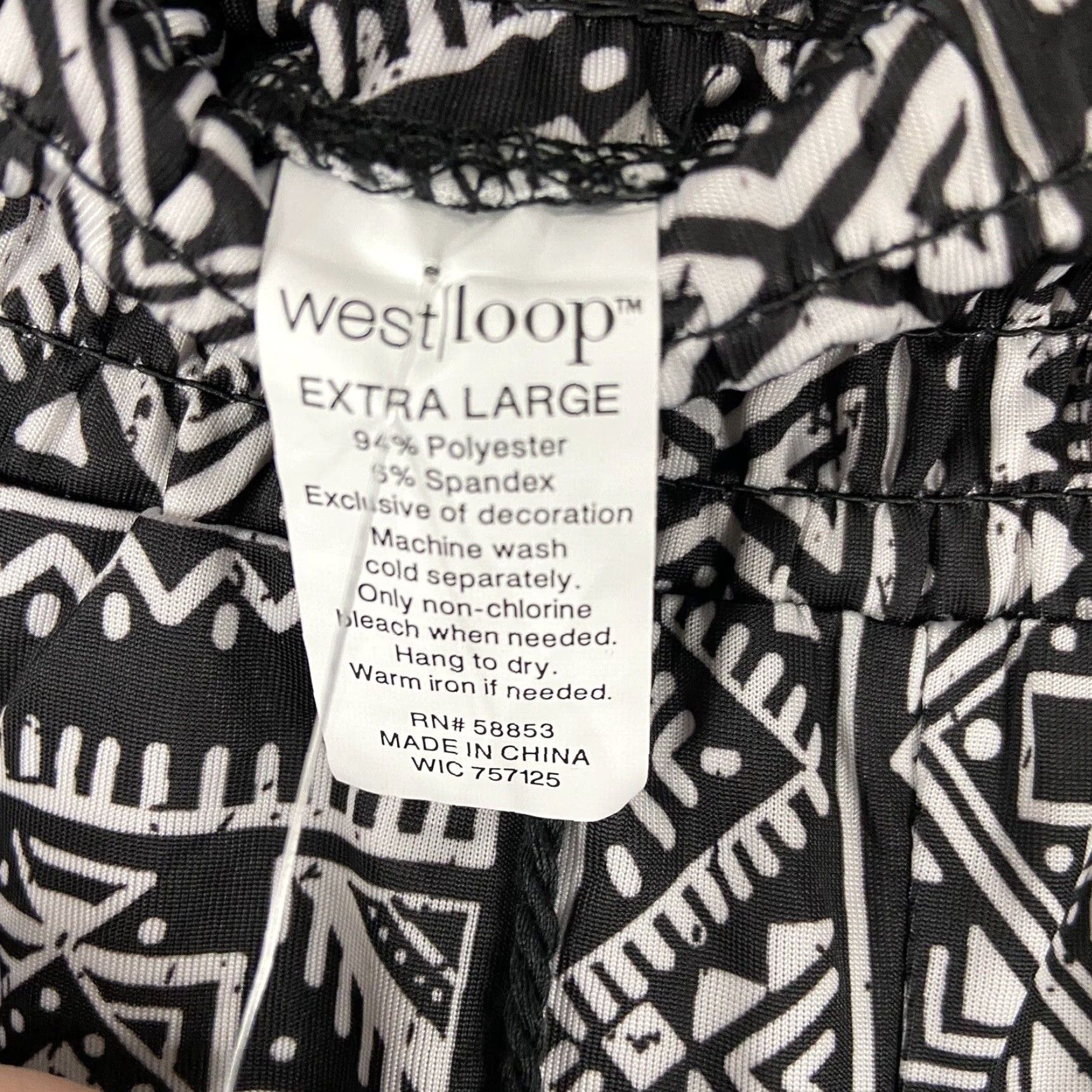 Vintage NEW West Loop Bohemian Palazzo Pants Wide Leg Black White Women’s XL Size 40" / US 18 - 6 Thumbnail