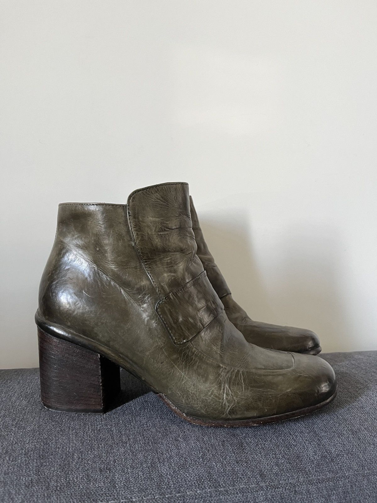 A.S.98 La Bottega di Lisa Ancle Avant Garde Green Leather Boots Size US 9 / IT 39 - 1 Thumbnail