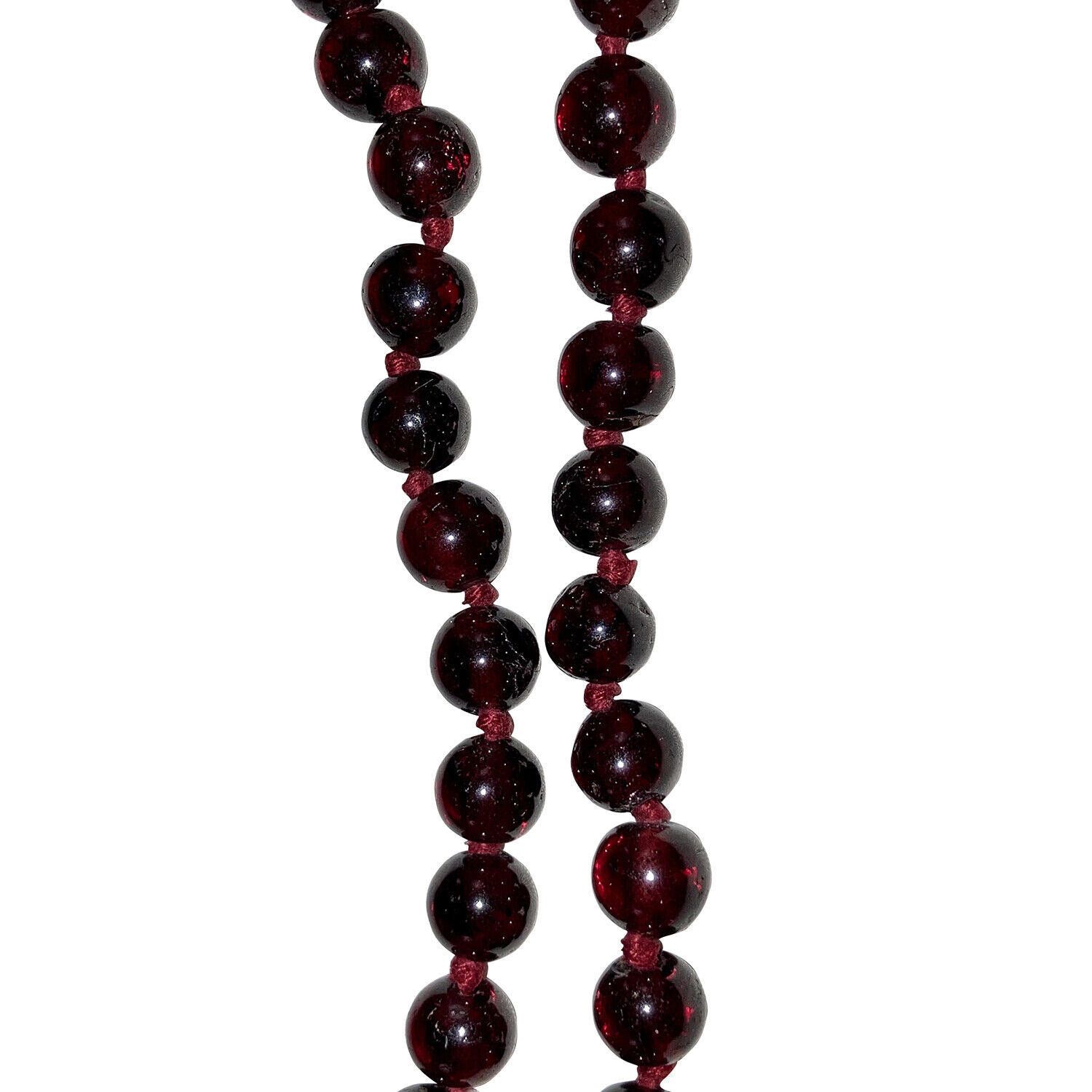 Designer Art Deco Bohemian Red Garnet Round Bead Necklace Size ONE SIZE - 2 Thumbnail