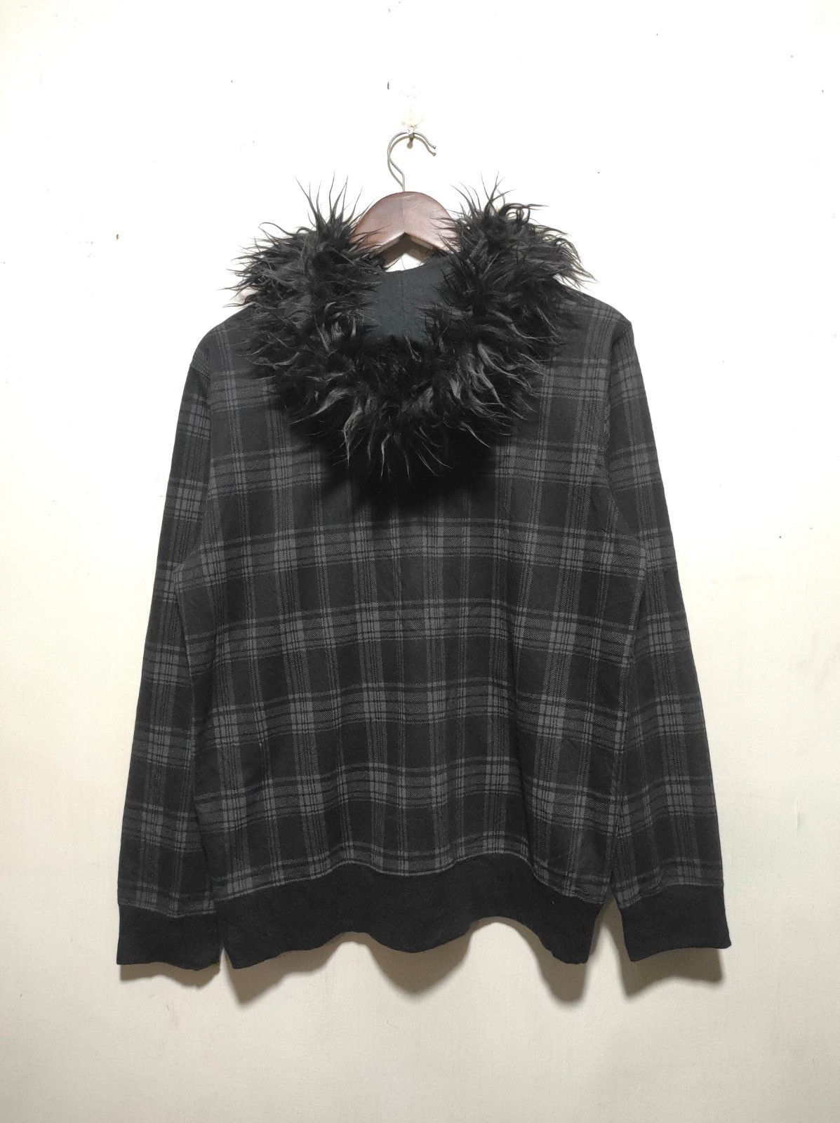 Japanese Brand Louis Chavlon Plaid zip fur hoodie LGB style Size US M / EU 48-50 / 2 - 9 Thumbnail
