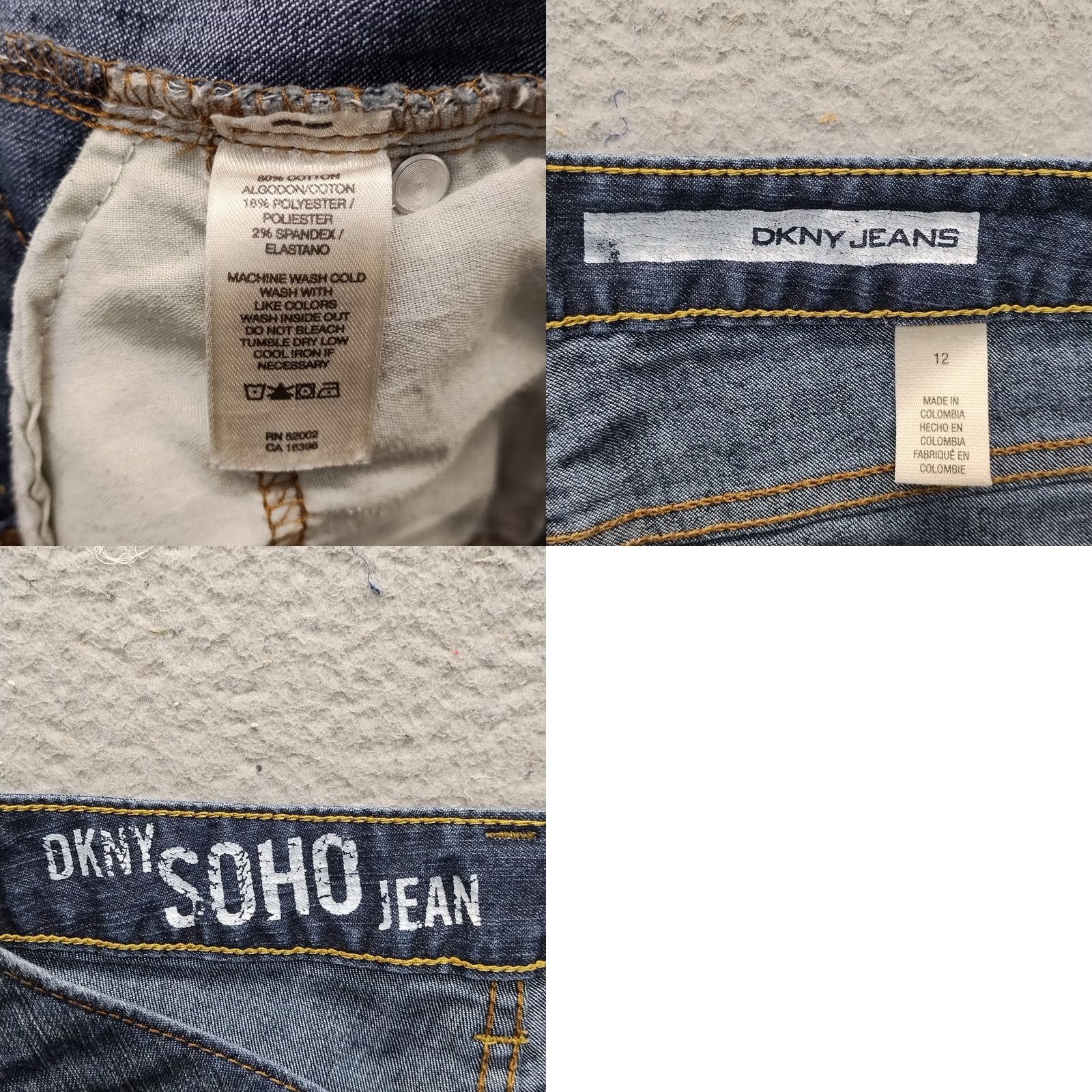 DKNY DKNY SOHO Bootcut Jeans Womens 12 Blue Denim Stretch Boho Frayed Hem Medium Wash Jeans Size 34" / US 12 / IT 48 - 8 Thumbnail