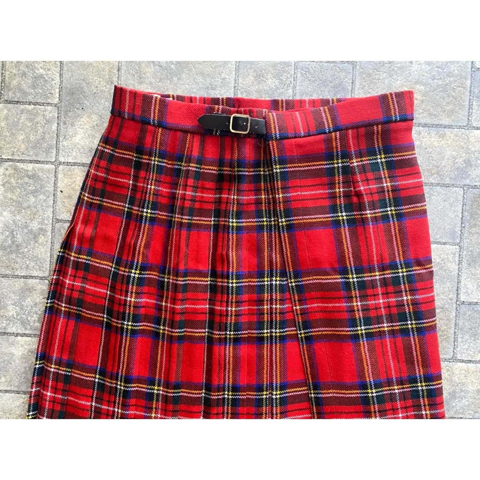 Industrie Highland Home Industries Skirt Women's 14 Red Plaid Wool Scotland 100% Pure Wool Multicolor Plaid Women Size 36" / US 14 / IT 50 - 3 Thumbnail