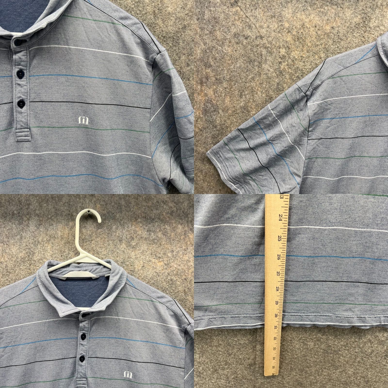 TravisMathew VINTAGE: No Travis Mathew Polo Shirt Men XL Gray Green Striped Cotton Golf Size US XL / EU 56 / 4 - 8 Thumbnail
