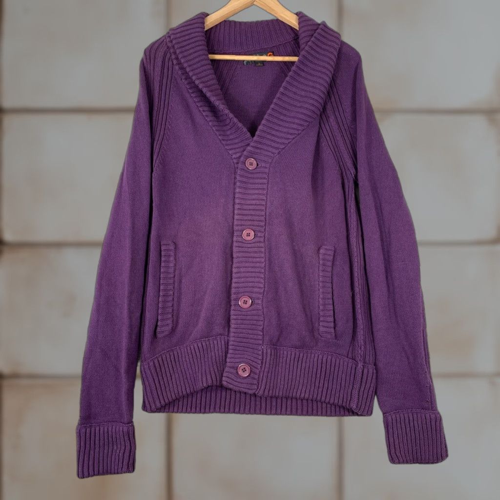 Guess VINTAGE Guess Cardigan Sweater Womens M Purple Shawl Collar Knit Y2K Size M / US 6-8 / IT 42-44 - 1 Thumbnail