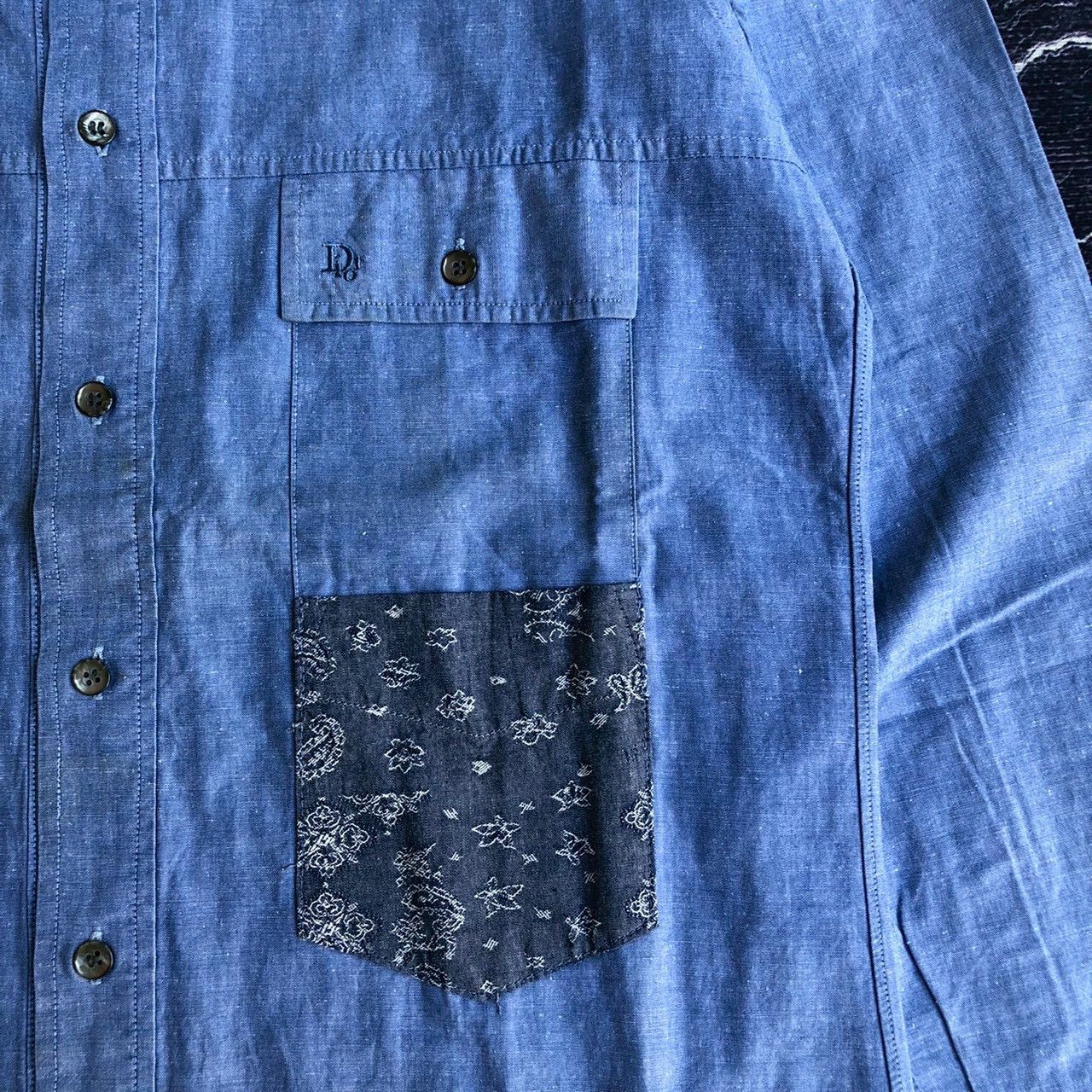 Christian Dior Monsieur Vintage Christian Dior Monsieur Chambray Paisley Pocket Size US M / EU 48-50 / 2 - 6 Thumbnail