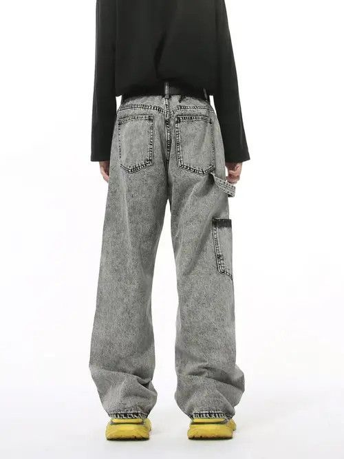 VIBE Washed Black Grey Relaxed Wide Leg Hip Hop Jeans Size US 30 / EU 46 - 2 Thumbnail