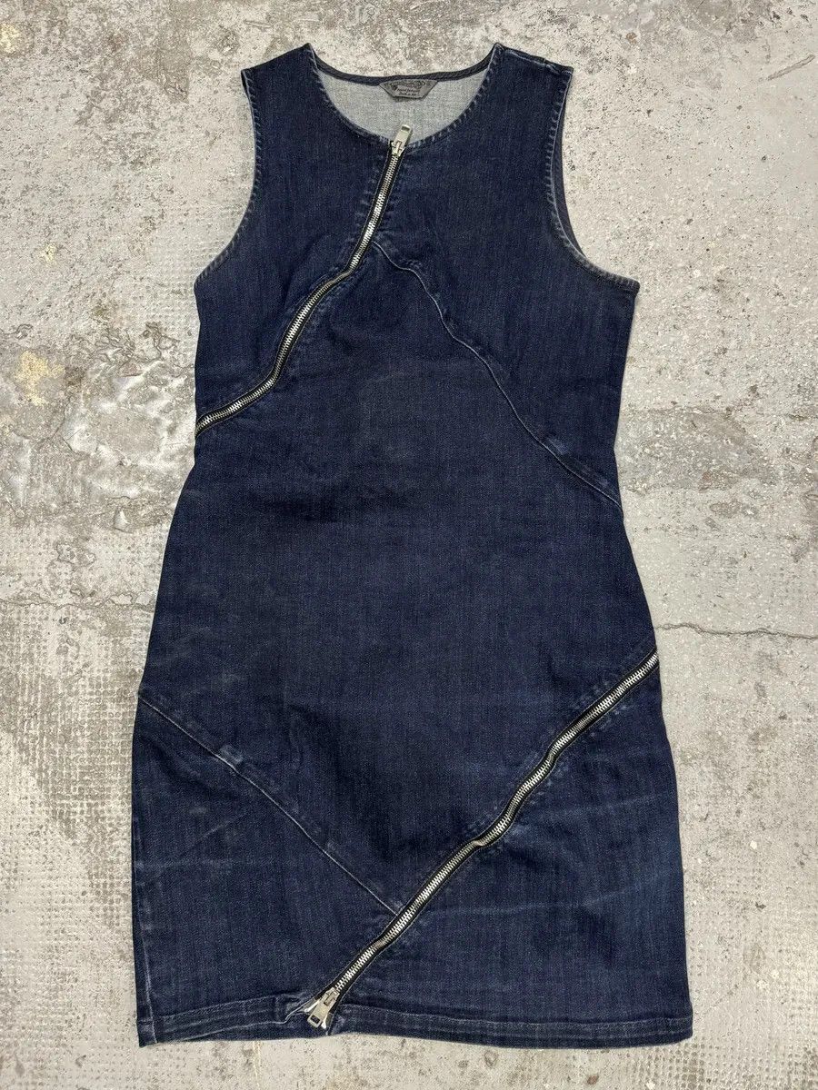 2000s Diesel Tornado Zip Blue Denim Dress