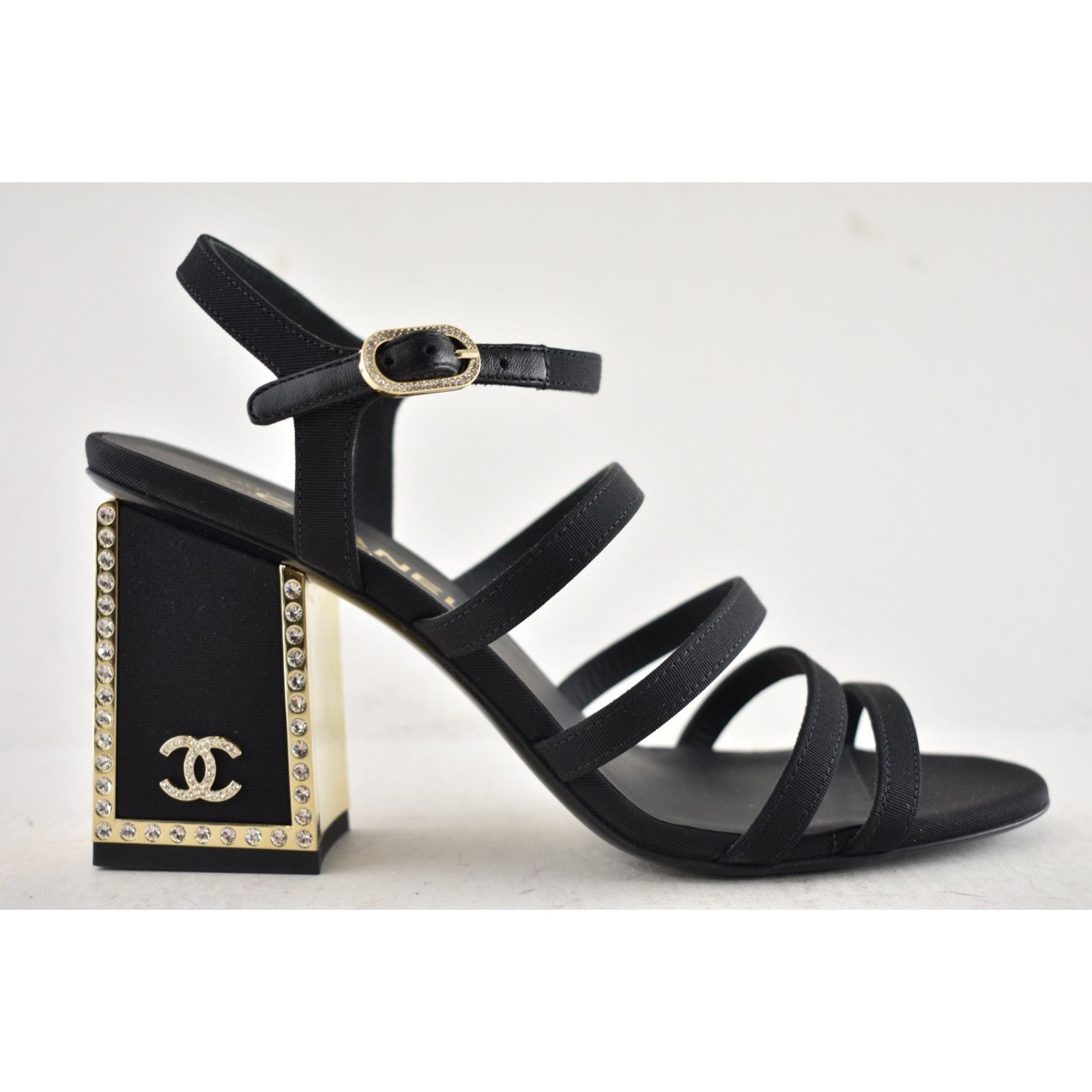Chanel Chanel Crystal CC Logo Block Heel Sandals 37.5 Size US 7.5 / IT 37.5 - 2 Thumbnail