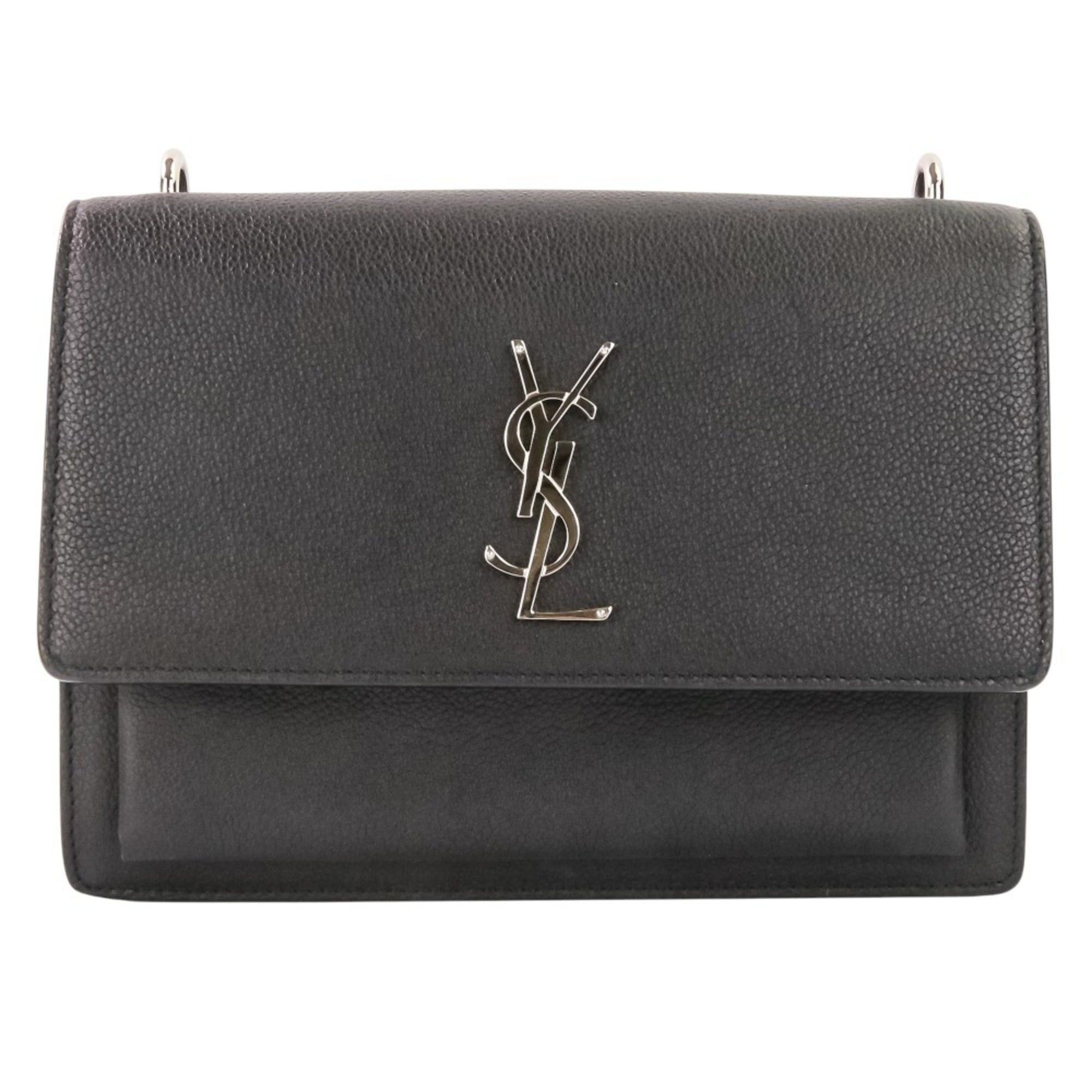 Yves Saint Laurent Yves Saint Laurent SAINT LAURENT PARIS Sunset Cassandra Flap Leather Shoulder Bag in Black for Women Size ONE SIZE - 1 Thumbnail