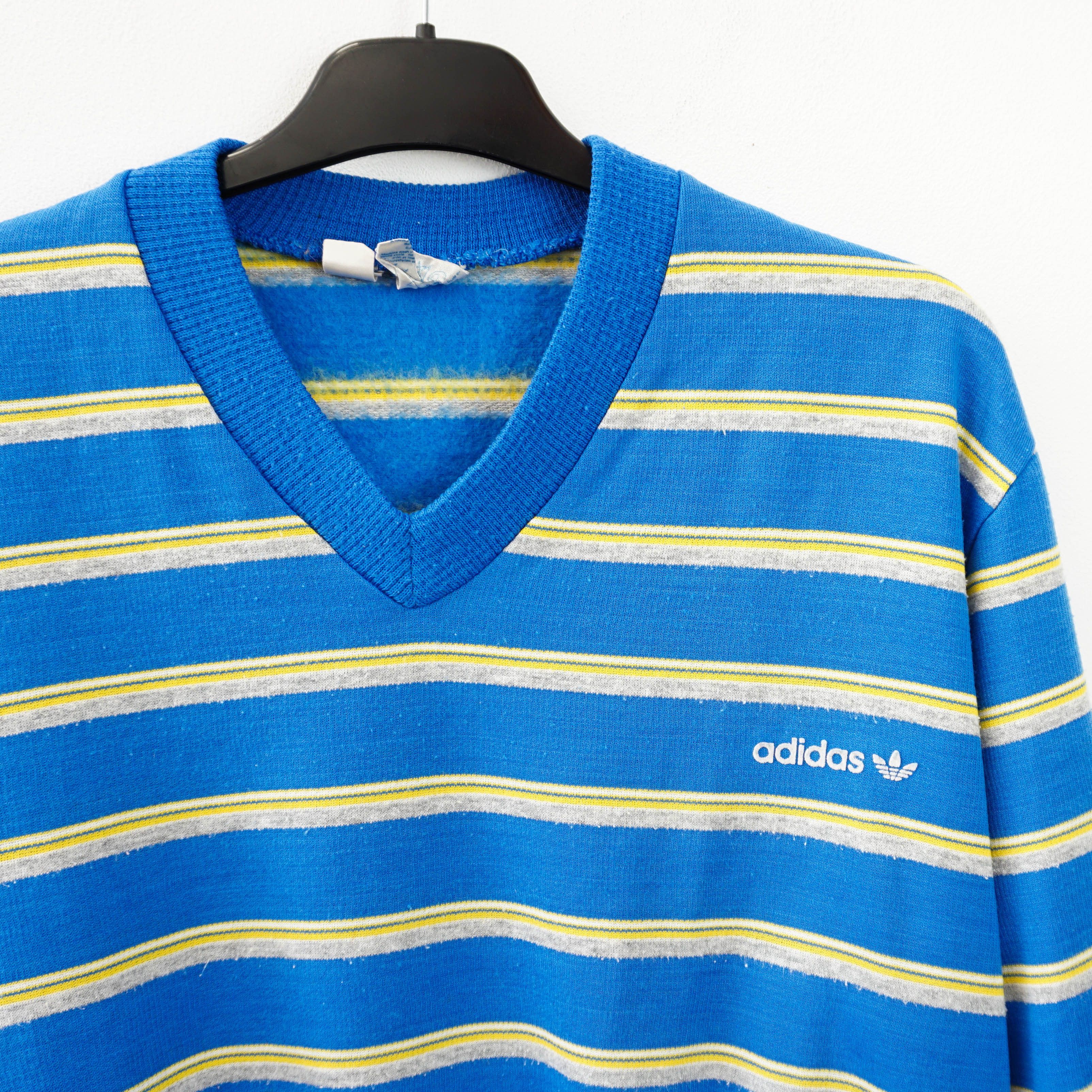 Adidas Archive V-Neck Striped Sweater Size US M / EU 48-50 / 2 - 2 Thumbnail