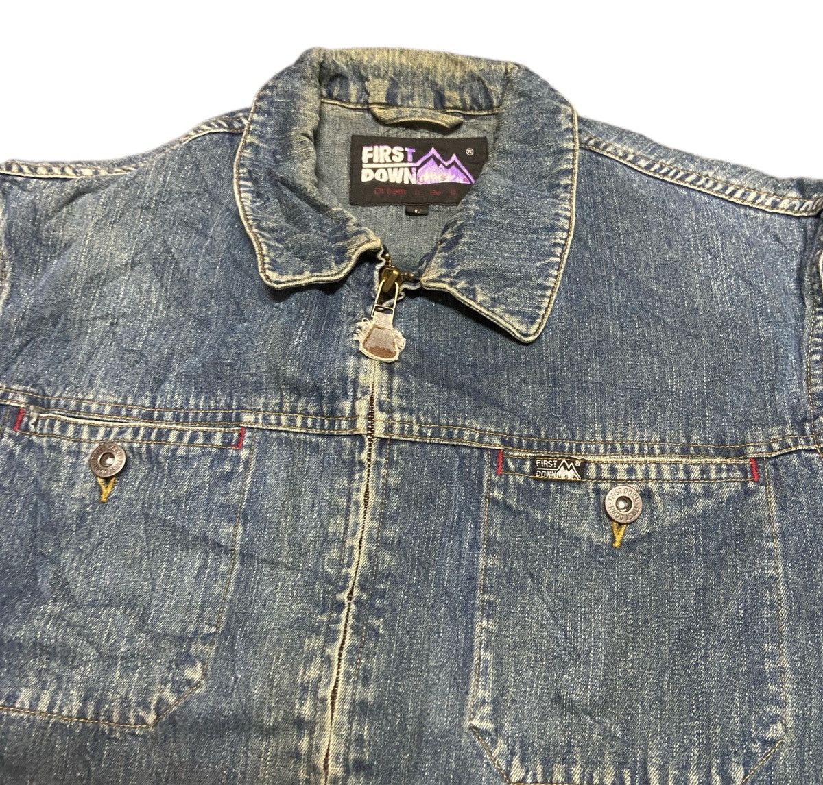 Vintage Vintage First Down Denim Jacket Size US L / EU 52-54 / 3 - 3 Thumbnail