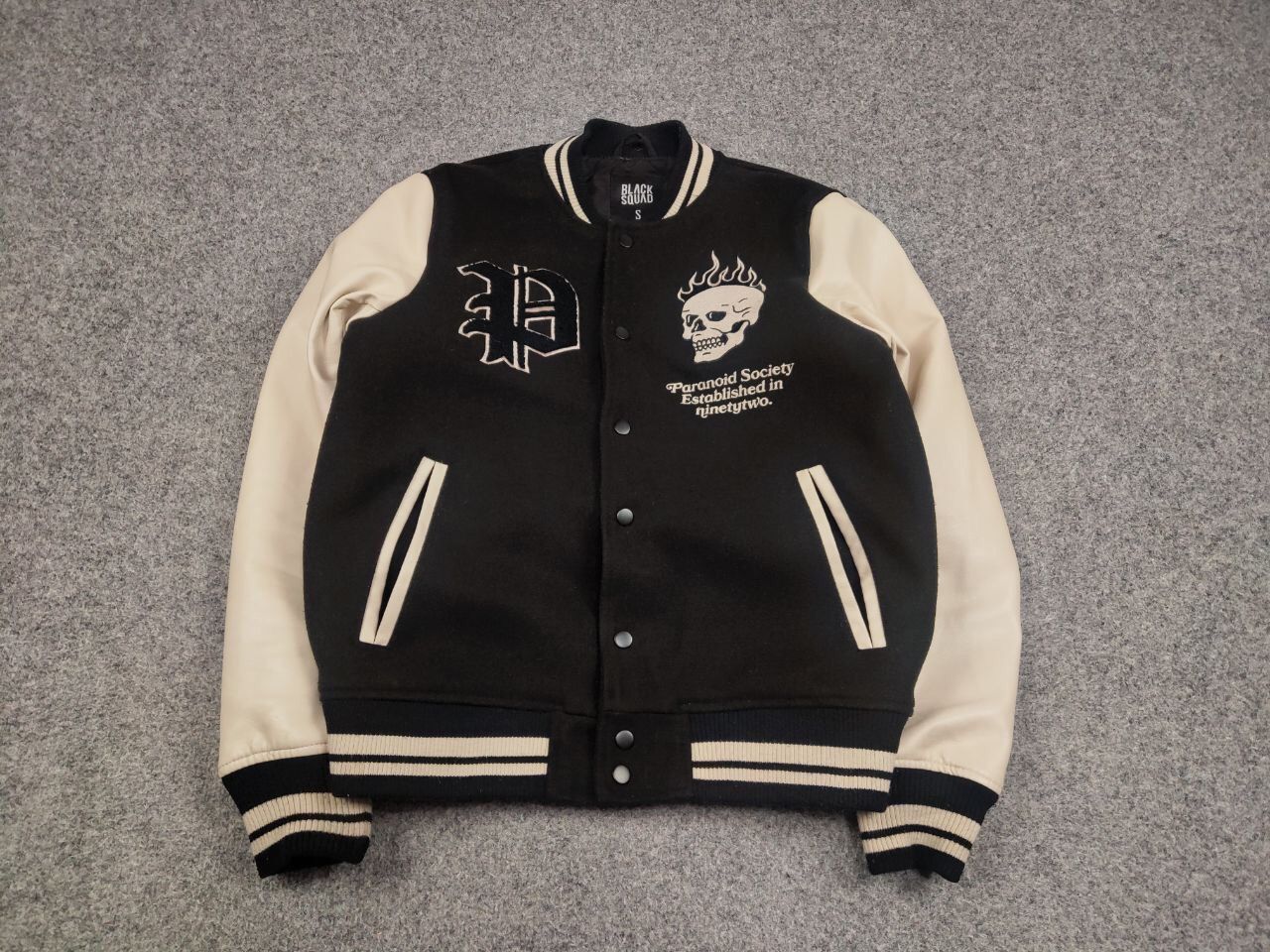 Japanese Brand Vintage Paranoid Society Letterman Varsity Bomber Jacket Size US S / EU 44-46 / 1 - 2 Thumbnail