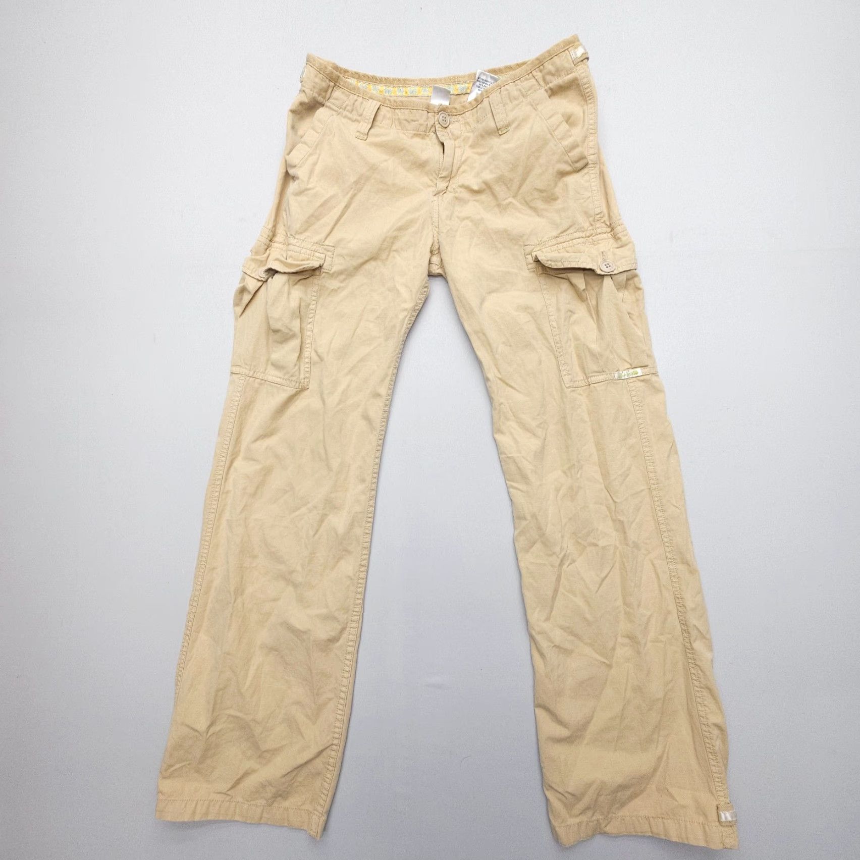 Lucky Brand VINTAGE Lucky Brand Dungarees Cargo Pants Womens 28 Tan 90s USA Baggy Low Rise Size 28" / US 6 / IT 42 - 2 Thumbnail