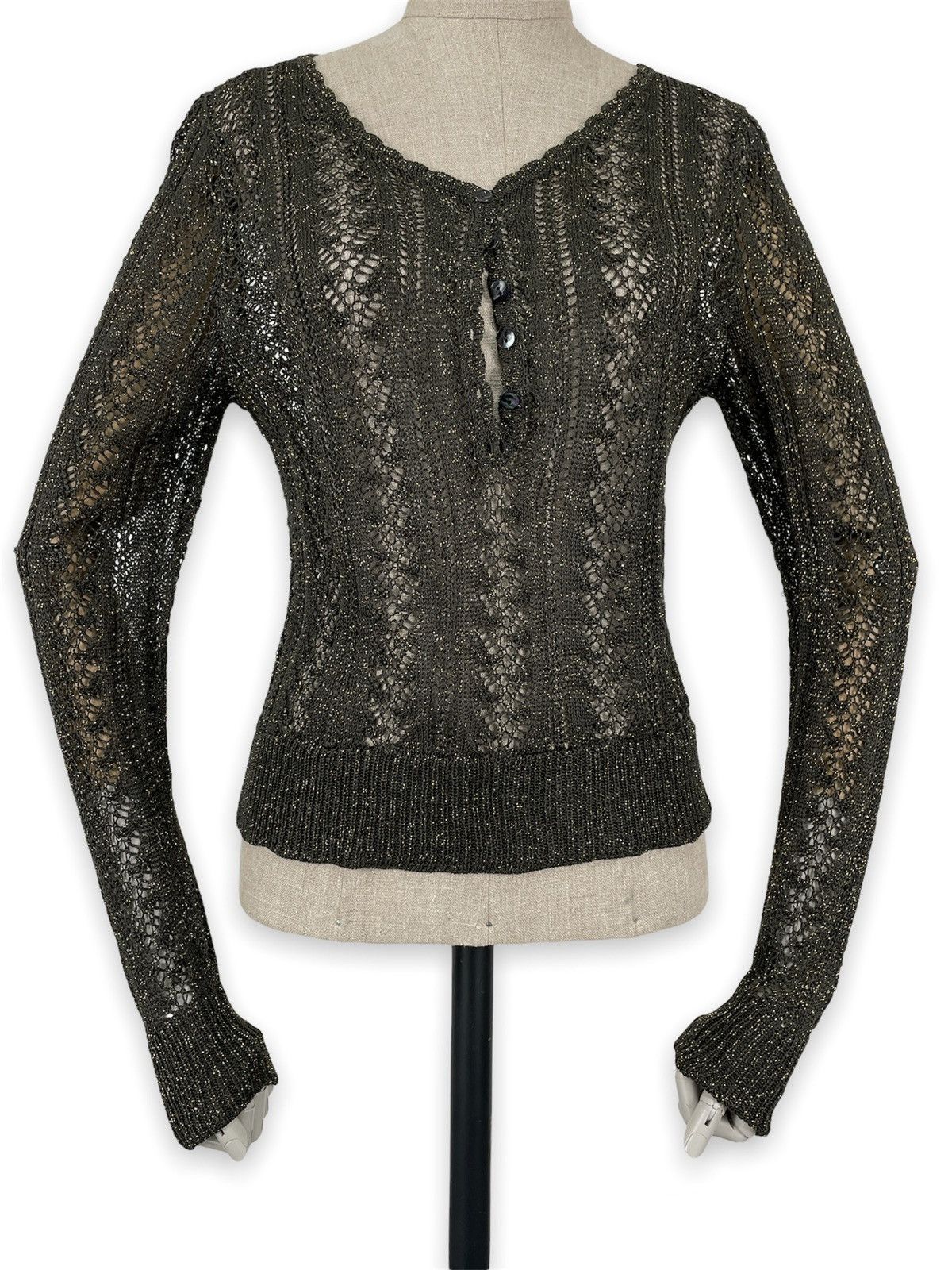 Iris von Arnim PERUVIAN CONNECTION Knit Cotton Lurex Top L/S Jumper Sweater Size M / US 6-8 / IT 42-44 - 8 Thumbnail