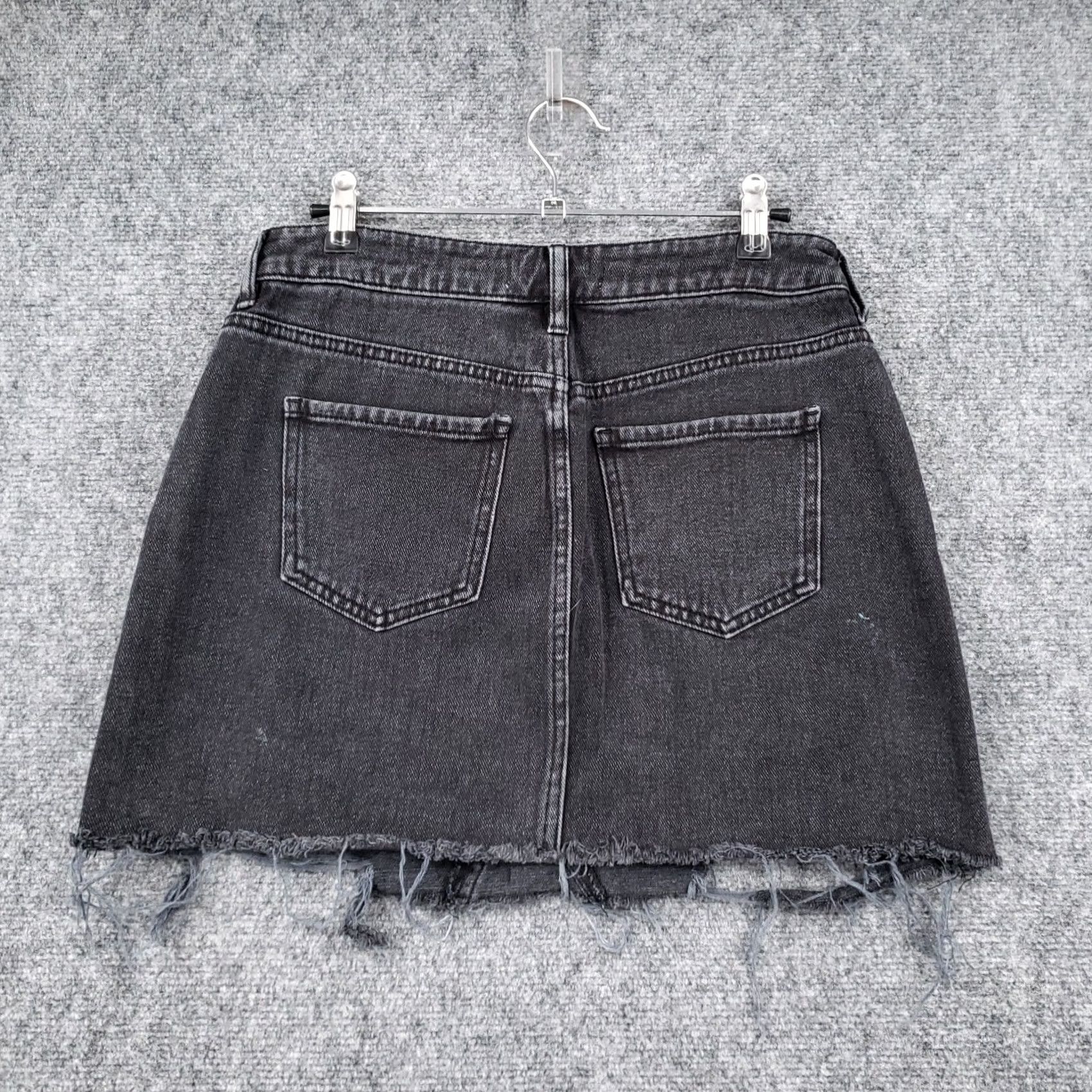 Pacsun PacSun Skirt Womens Black 27 Distressed Denim A Line Mini Dark Wash Jean Zip Fly Size 27" / US 4 / IT 40 - 2 Thumbnail