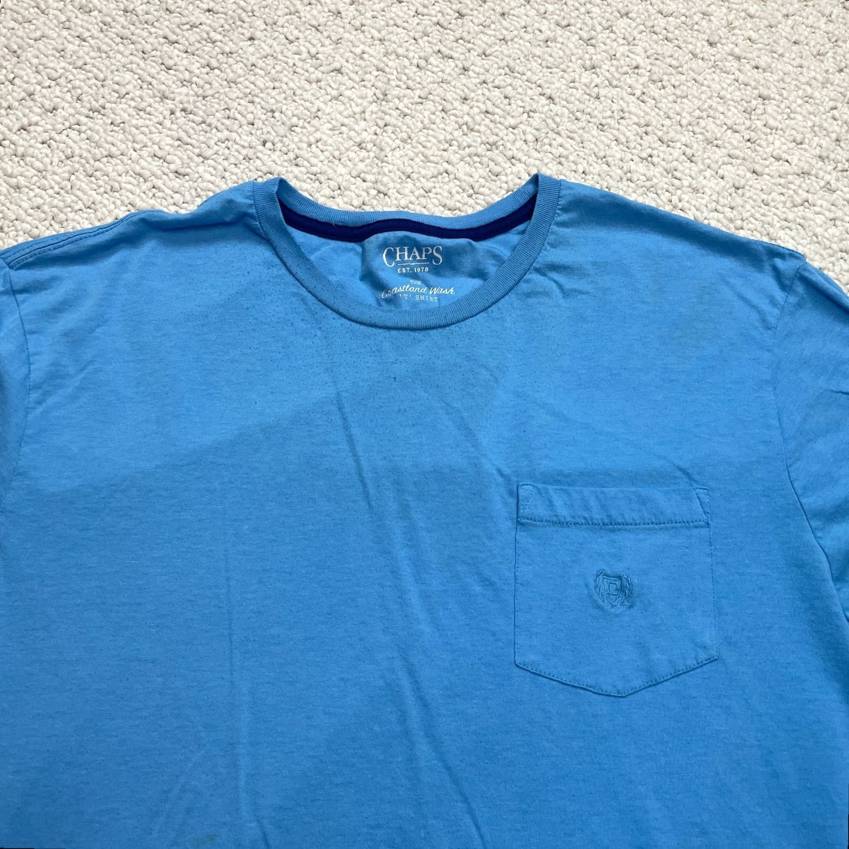 Chaps Chaps Shirt Mens 2XL Light Blue Coastland Wash Pocket Tee Logo T Shirt Cotton Jersey Short Sleeve Crew Neck Regular Pockets Men Size US XXL / EU 58 / 5 - 5 Thumbnail