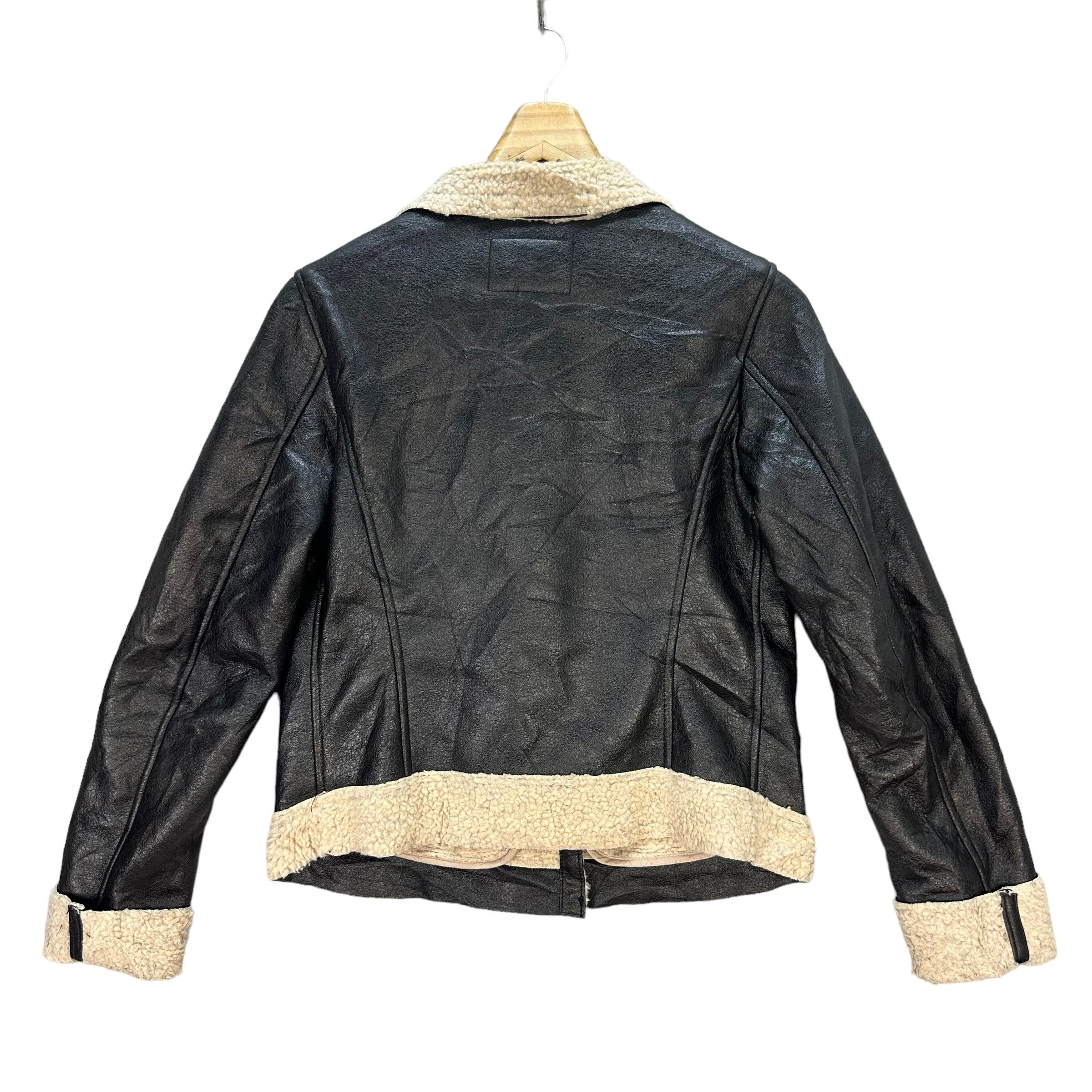Japanese Brand NEO LEATHER DOUBLE COLLAR SHEARLING JACKET #7535-151 Size L / US 10 / IT 46 - 9 Thumbnail