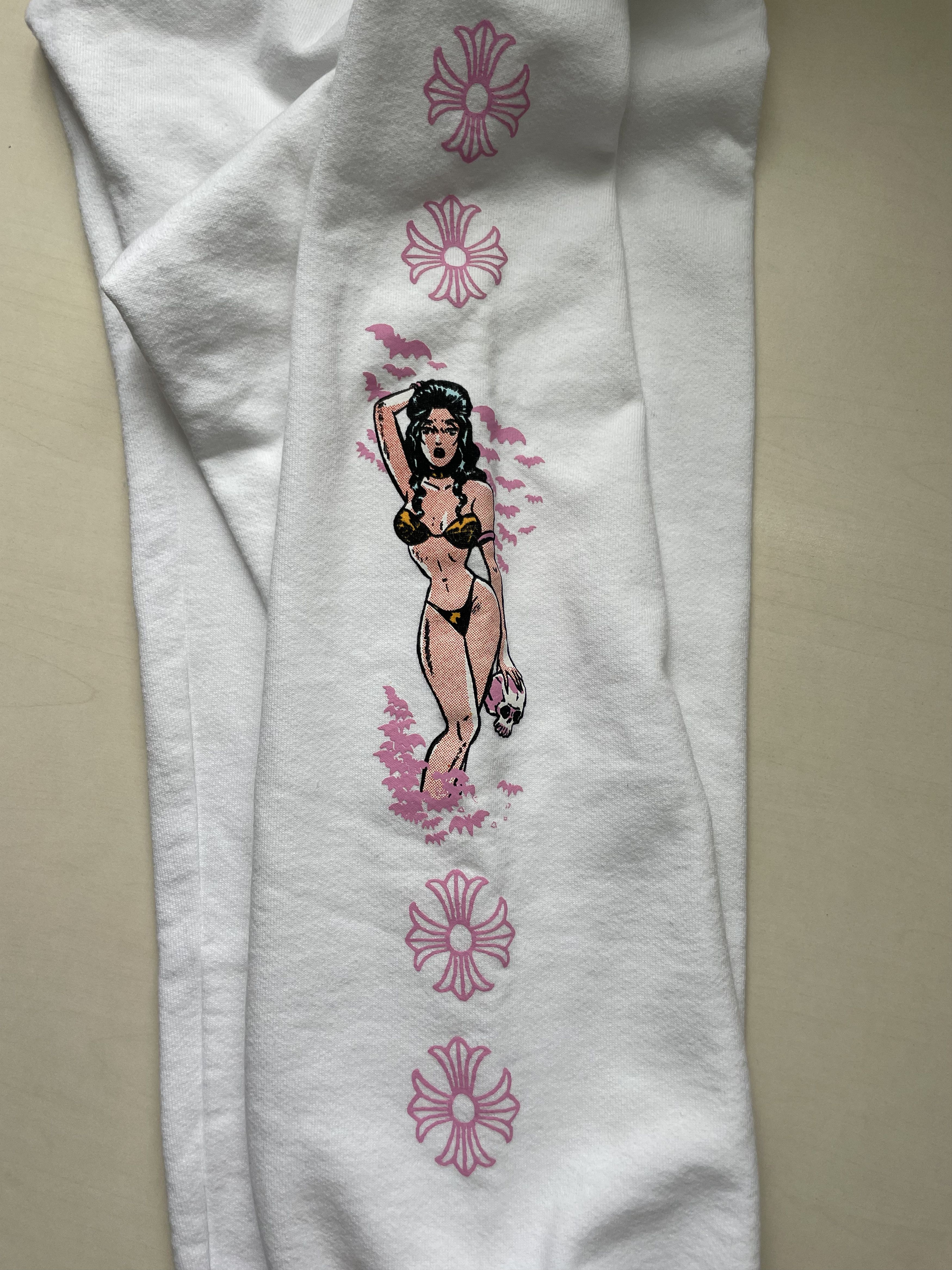Chrome Hearts Chrome Hearts Deadly Doll Horseshoe White Sweatpants Size 29" - 8 Thumbnail
