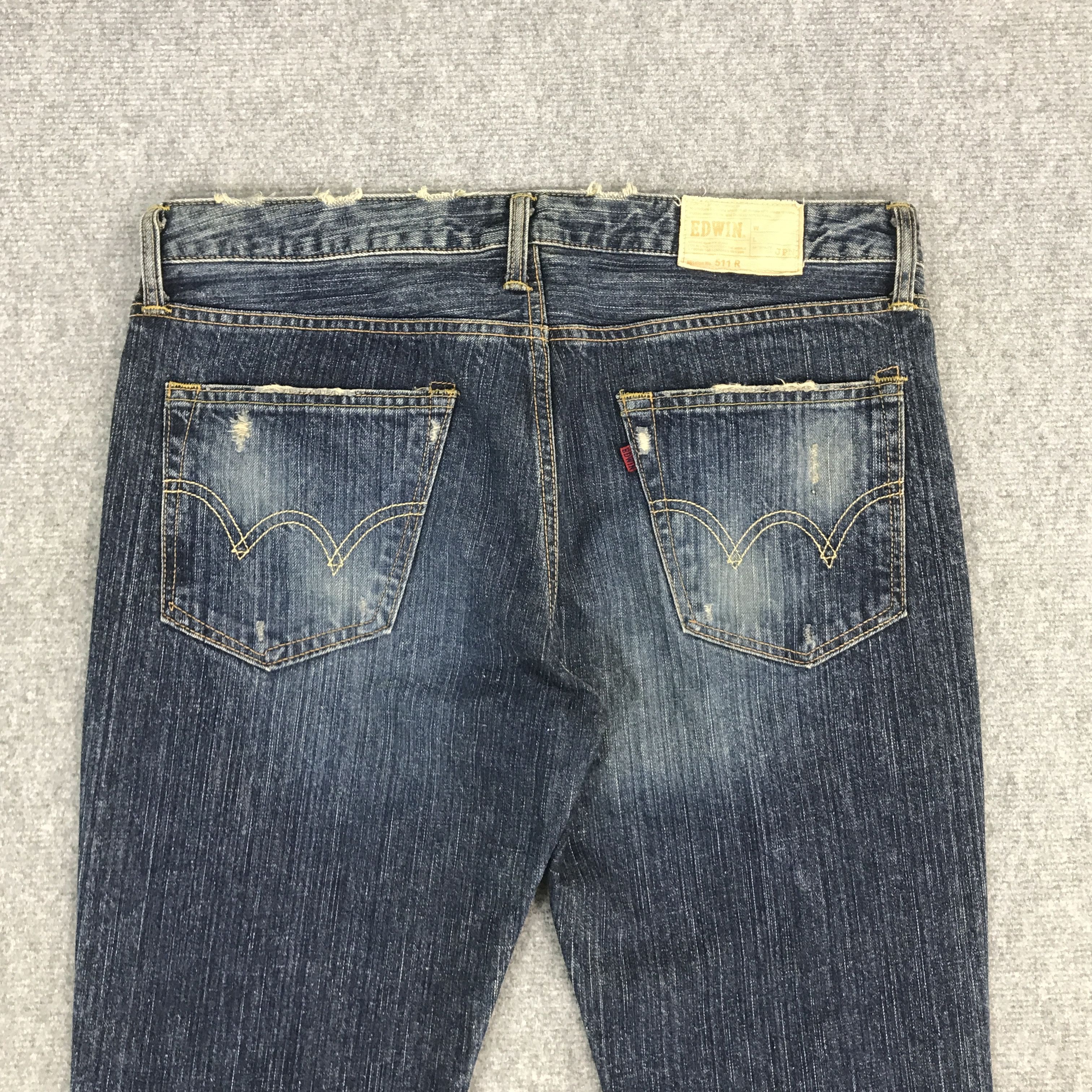 Edwin × Japanese Brand FLARE EDWIN JAPAN DISTRESSED BOOTCUT DENIM JEANS Size US 34 / EU 50 - 5 Thumbnail