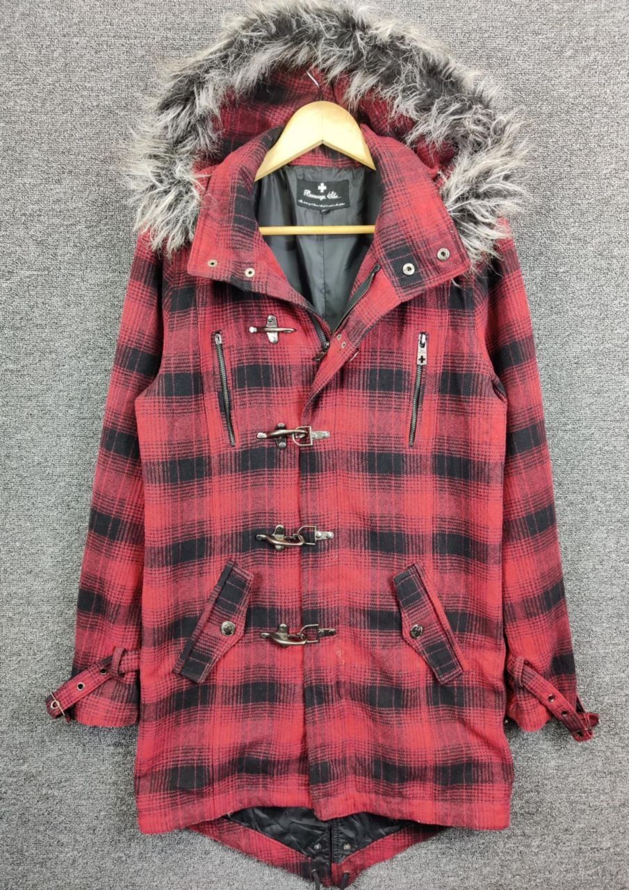 BERNINGS SHO Vintage Berning Sho Plaid Fireman Wool Parka Fishtail Jacket Size US M / EU 48-50 / 2 - 1 Thumbnail